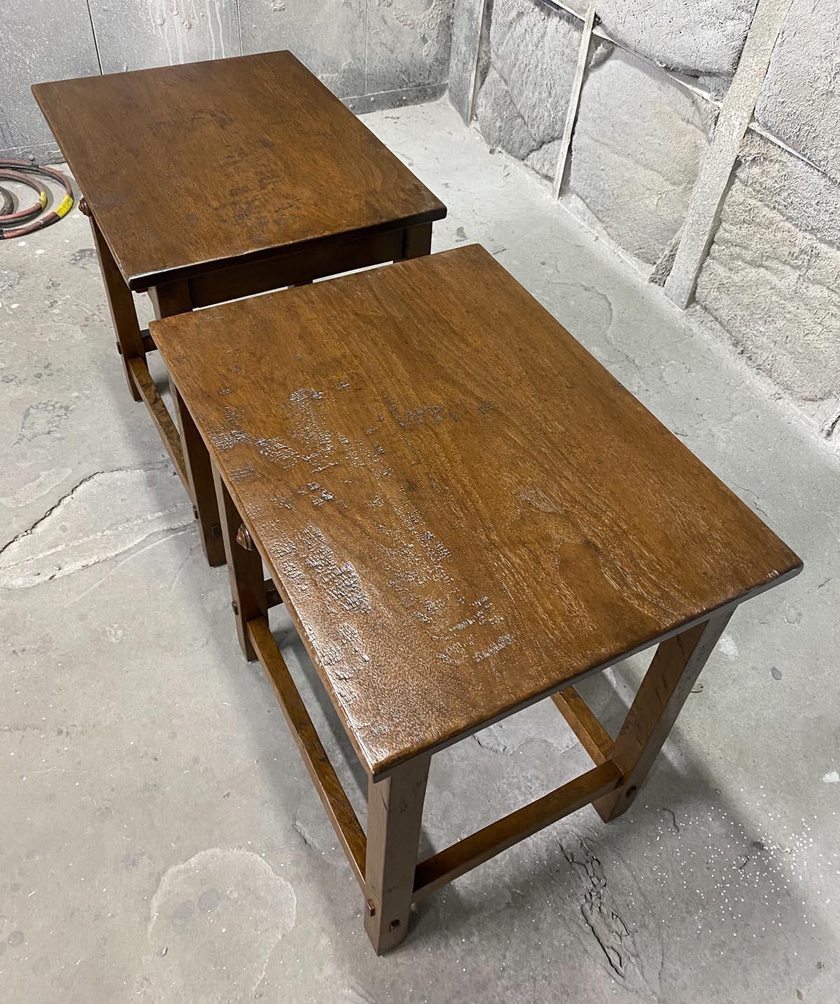 Dos Gallos Custom Side Tables in Walnut For Sale 2