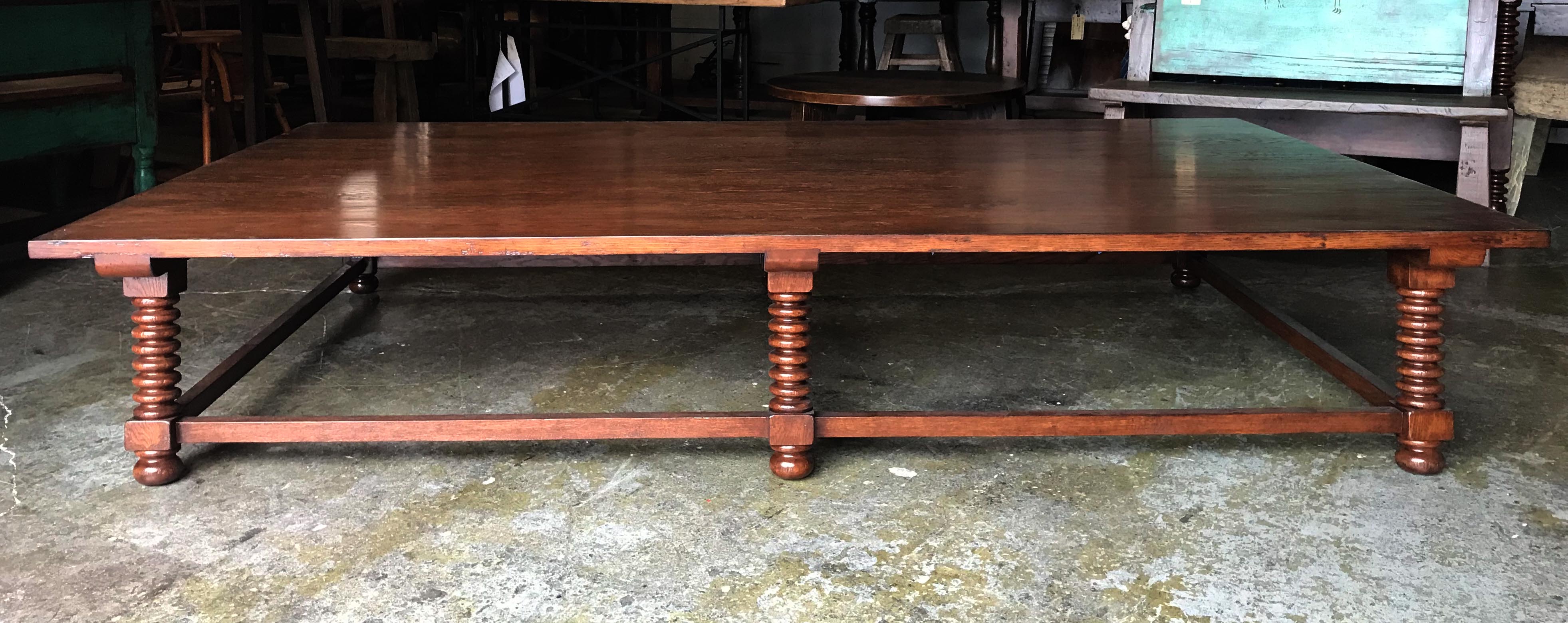 This is a Dos Gallos custom coffee table that can be made in and size and finish. Shown here in Oak with hand planed top and medium to heavy distress in client's custom color. Custom prices are subject to change. Lead time is 14 weeks.
PRICES ARE