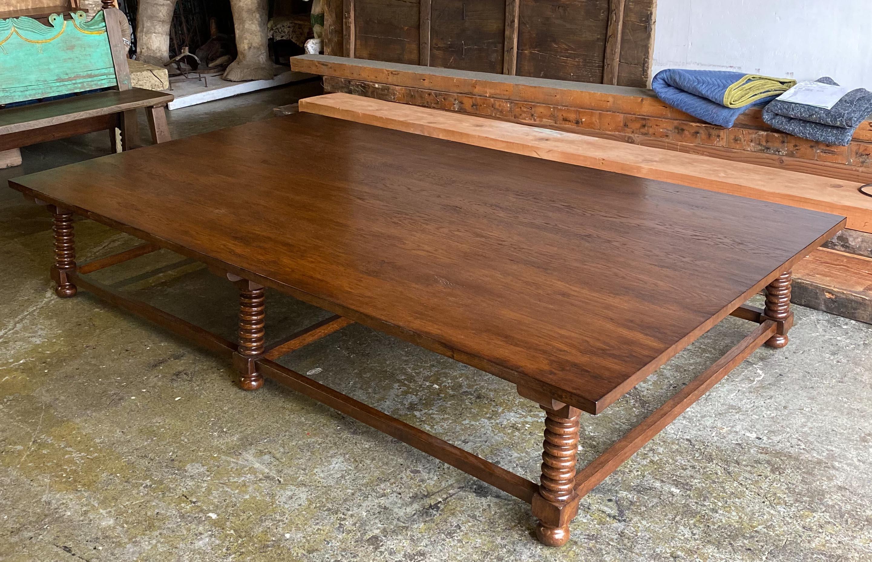 American Dos Gallos Custom Turned Leg Coffee Table by Dos Gallos Studio For Sale