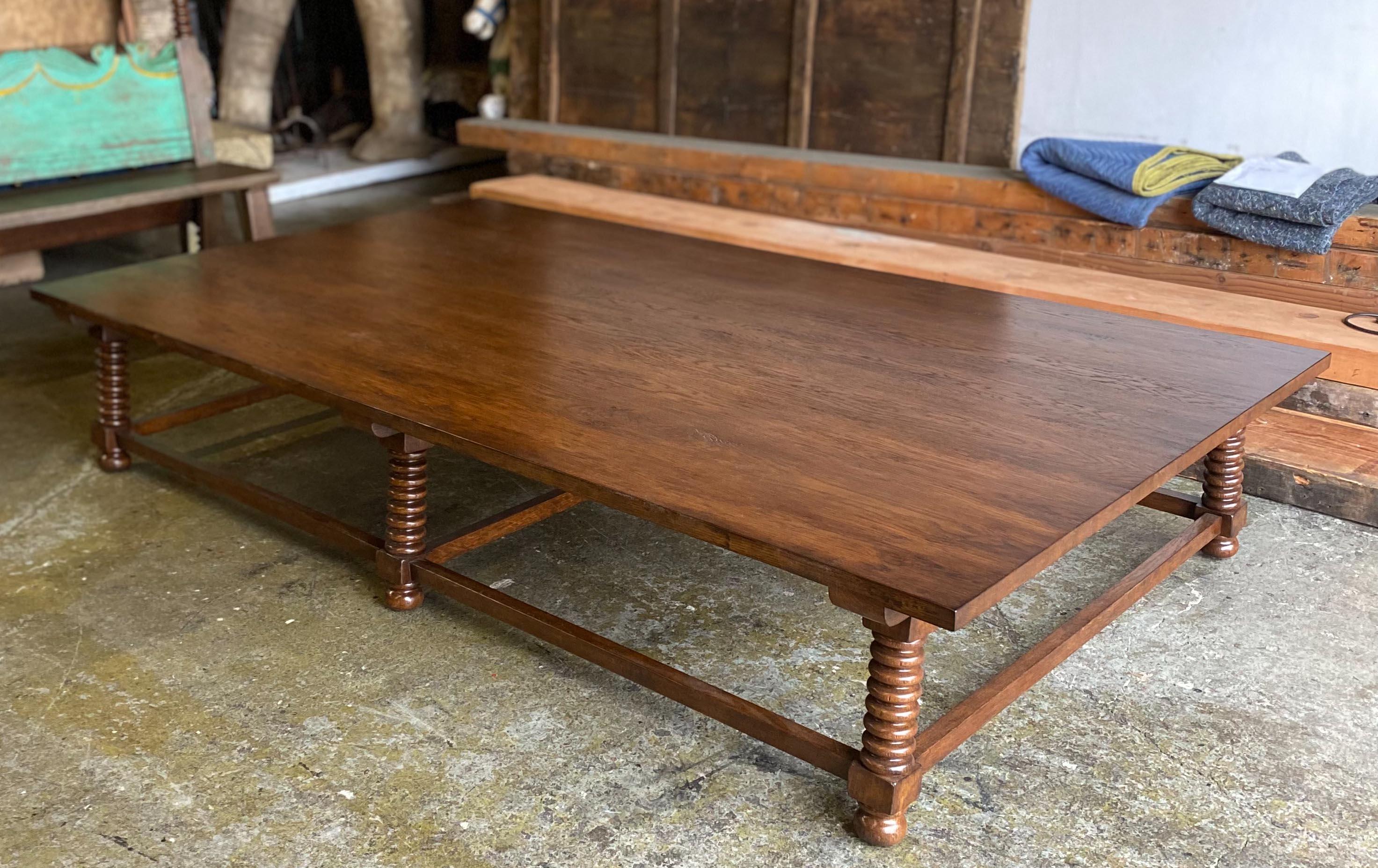 Dos Gallos Custom Turned Leg Coffee Table by Dos Gallos Studio In New Condition For Sale In Los Angeles, CA