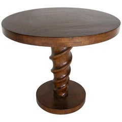 Dos Gallos Custom Walnut Cork Screw Pedestal Side Table