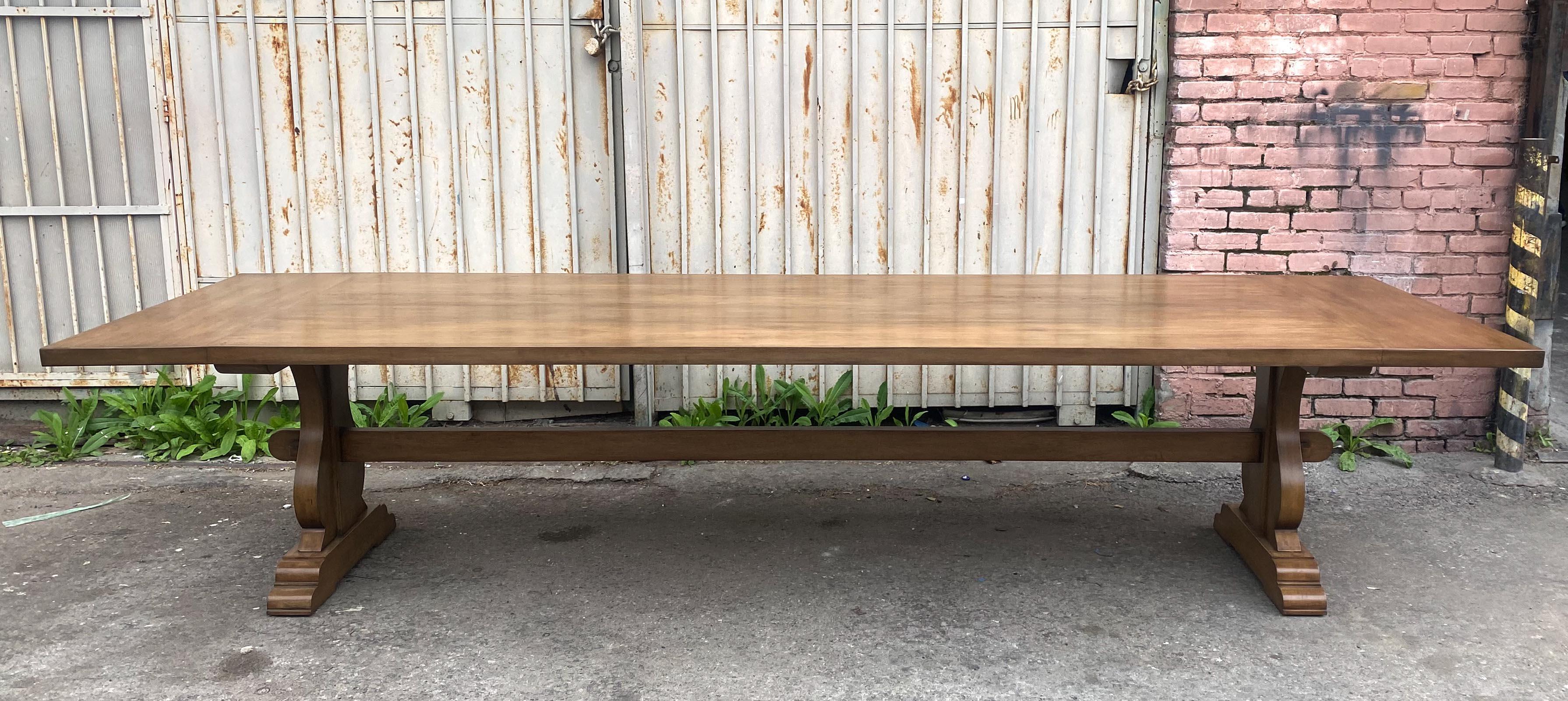 Rustic Dos Gallos Custom Walnut Trestle Table For Sale