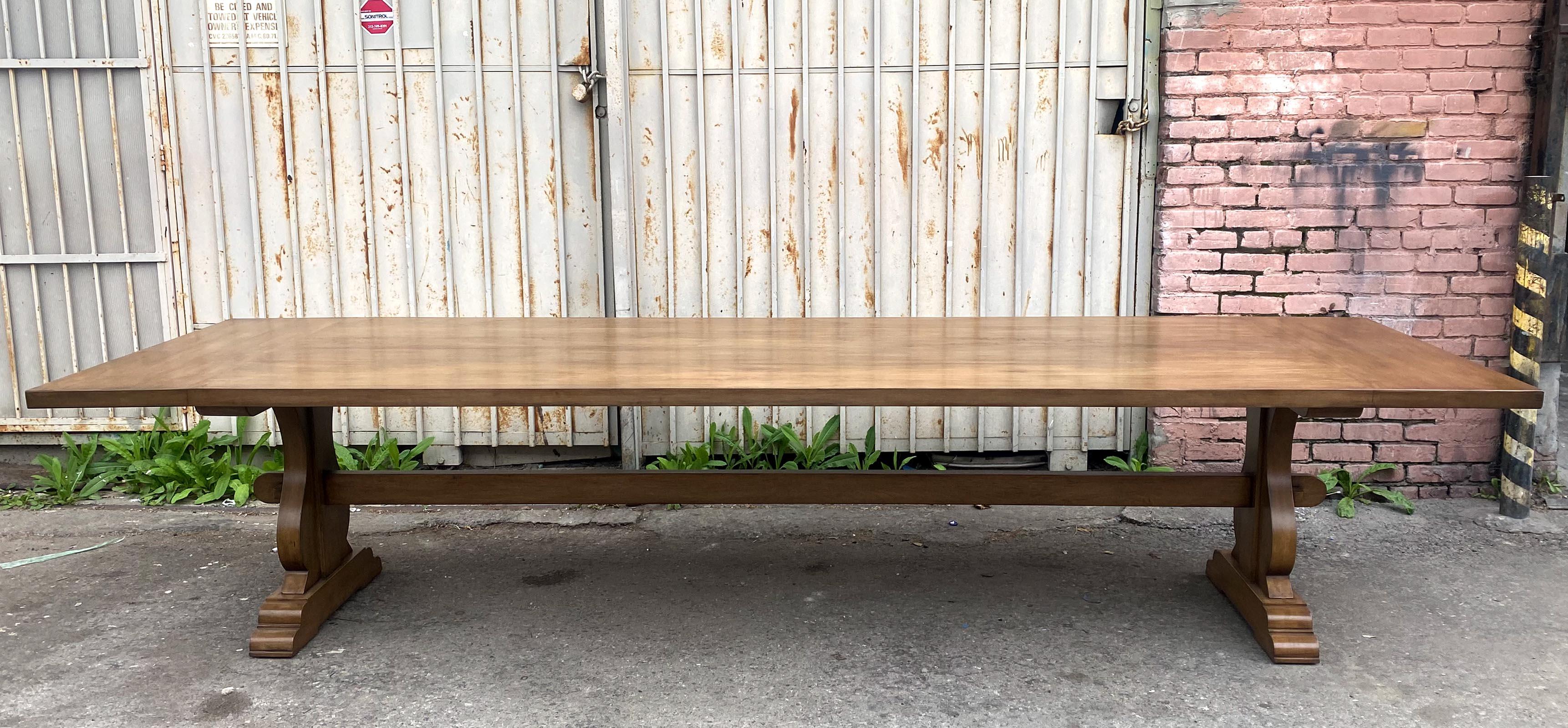 American Dos Gallos Custom Walnut Trestle Table For Sale