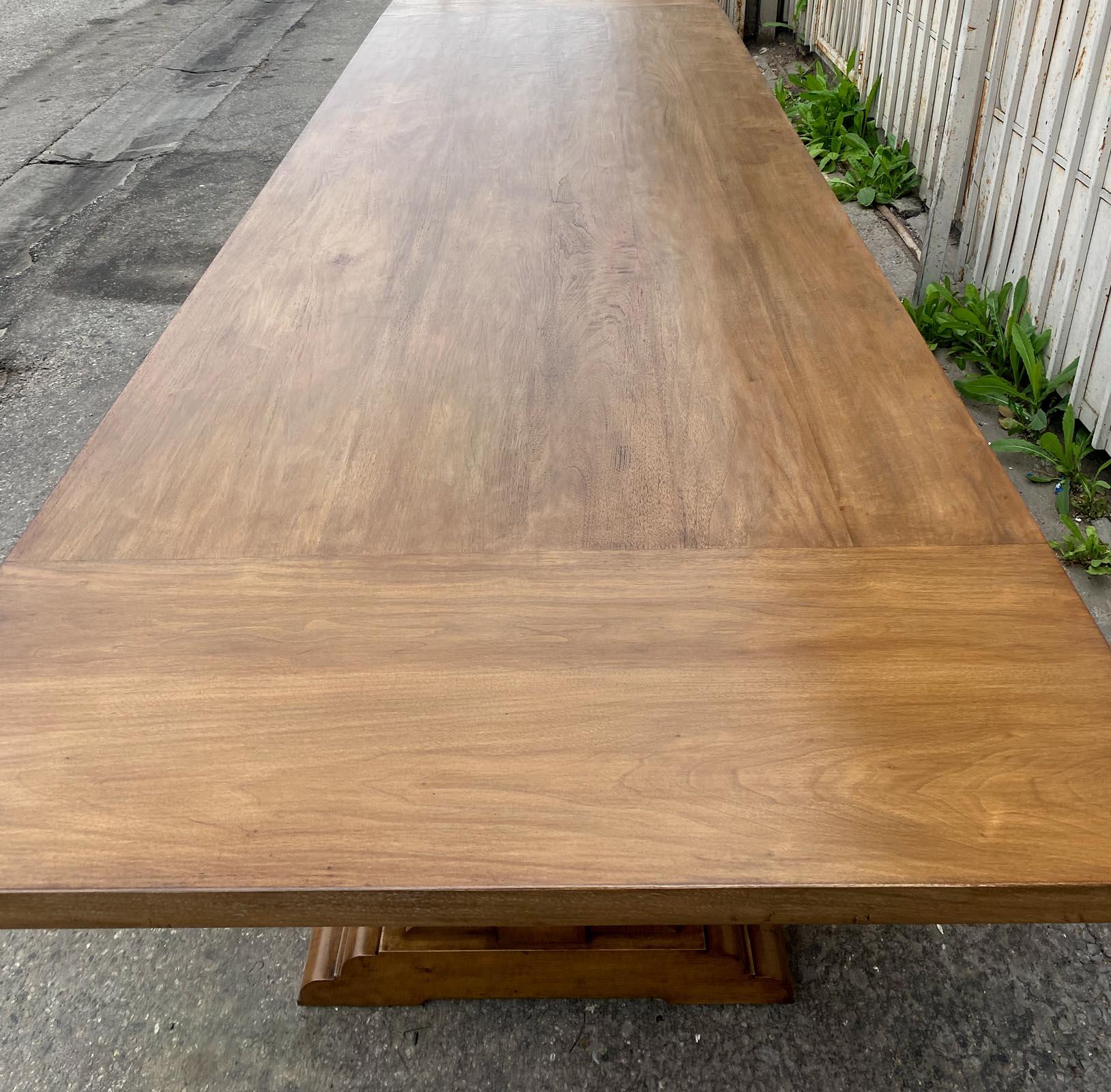 Dos Gallos Custom Walnut Trestle Table In New Condition For Sale In Los Angeles, CA