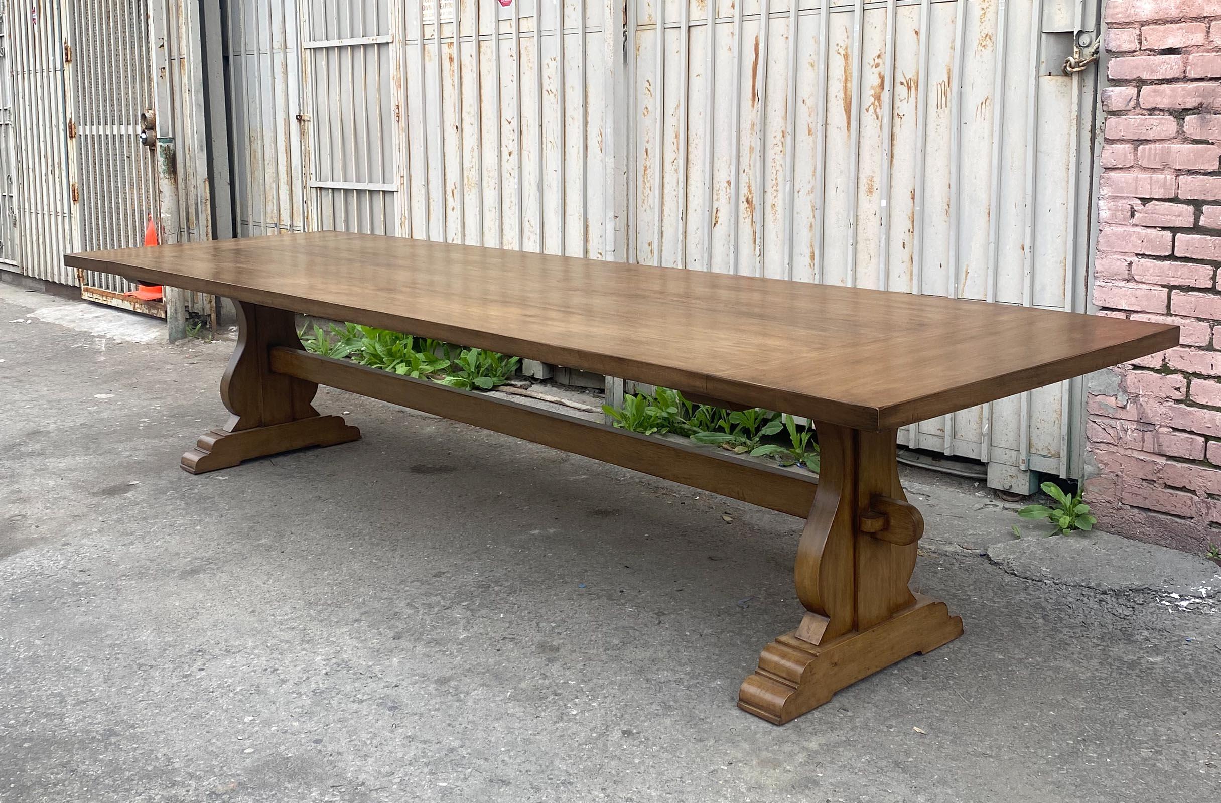 Contemporary Dos Gallos Custom Walnut Trestle Table For Sale