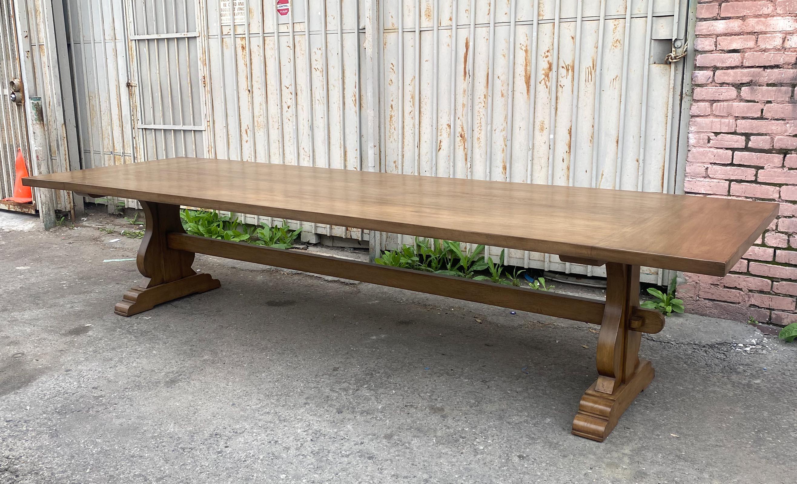 Oak Dos Gallos Custom Walnut Trestle Table For Sale