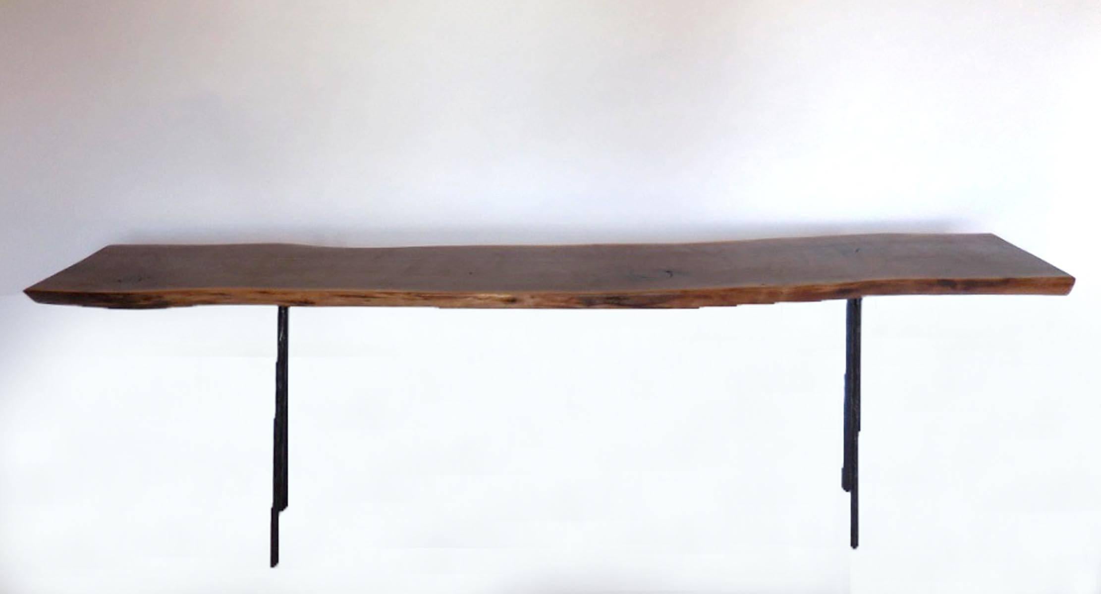 American Dos Gallos Studio Black Walnut Console with Iron Legs