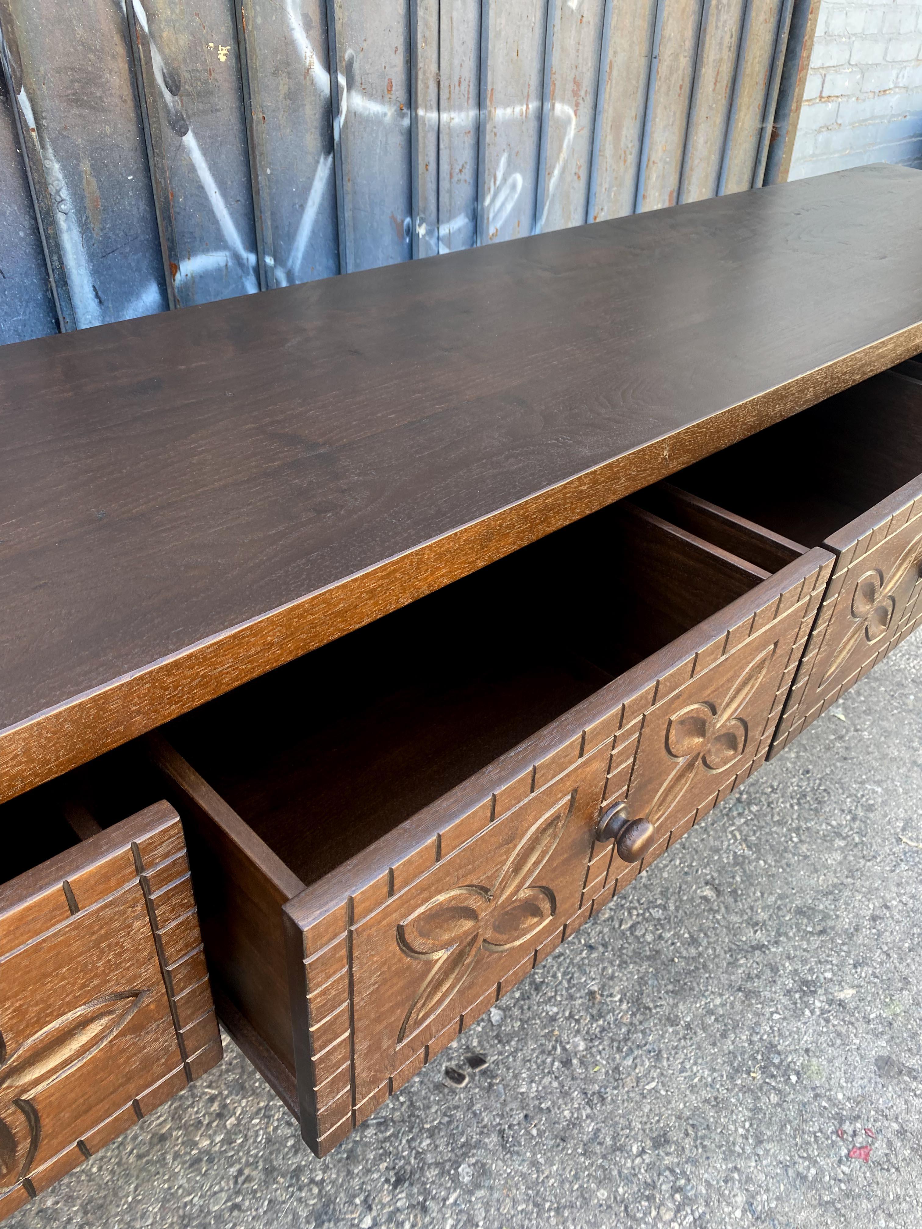 Dos Gallos Studio Custom Carved Nahuala Console In New Condition For Sale In Los Angeles, CA