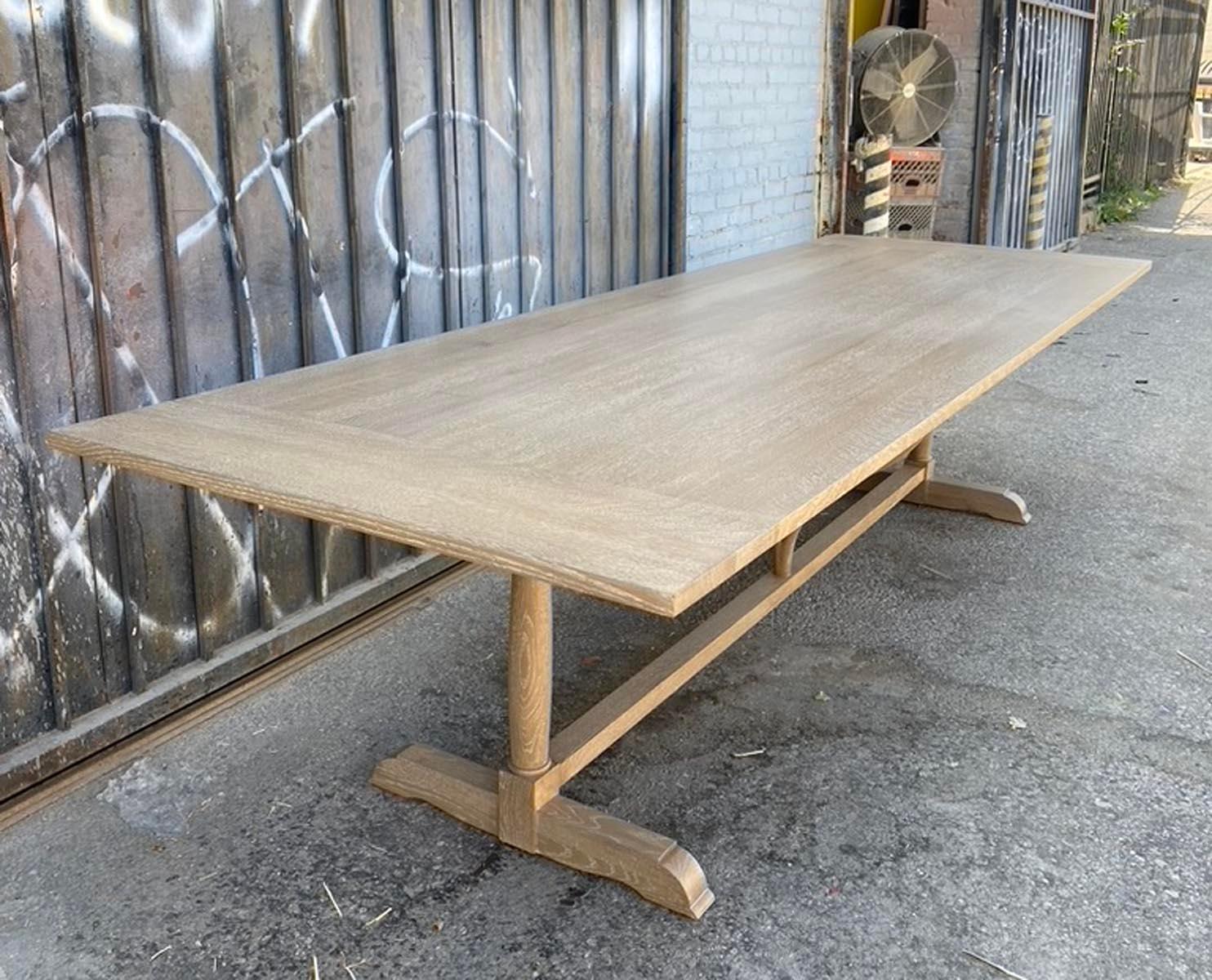 American Dos Gallos Studio Custom Wine Tasting Table in Rift Oak For Sale