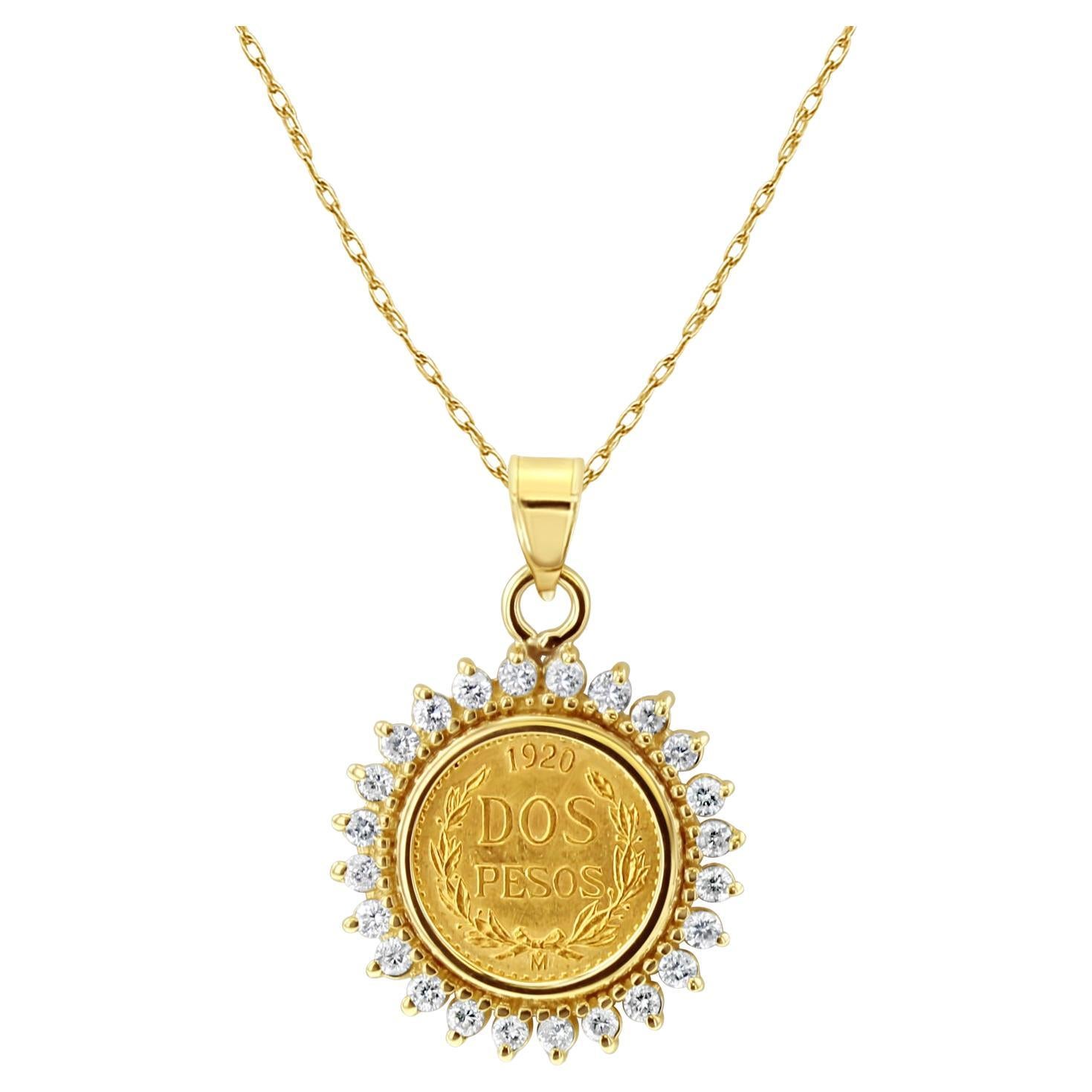 Dos Pesos Diamond Necklace 14k Yellow Gold