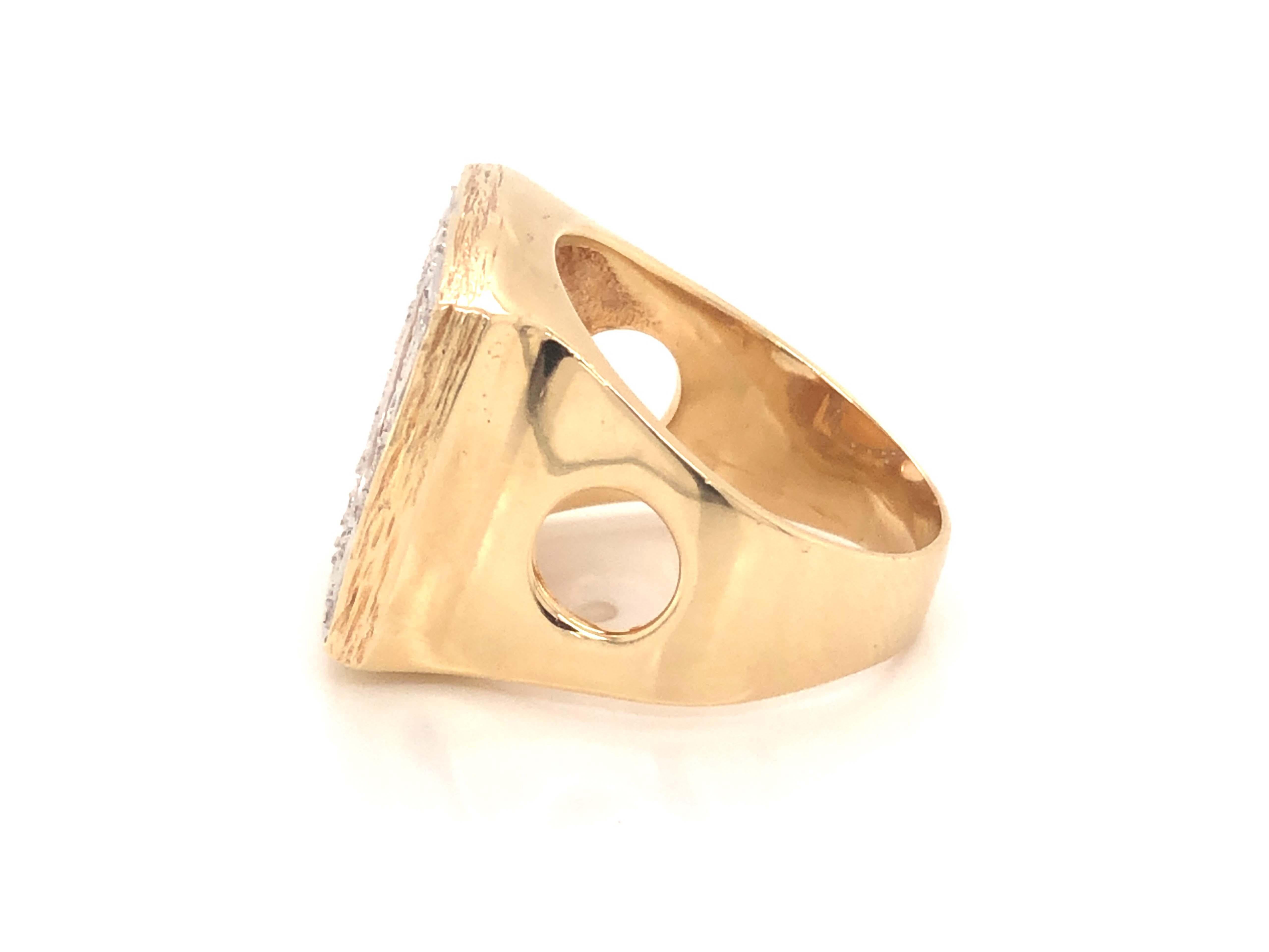 Round Cut Dos Pesos Gold Coin Diamond Ring in 14k Yellow Gold For Sale