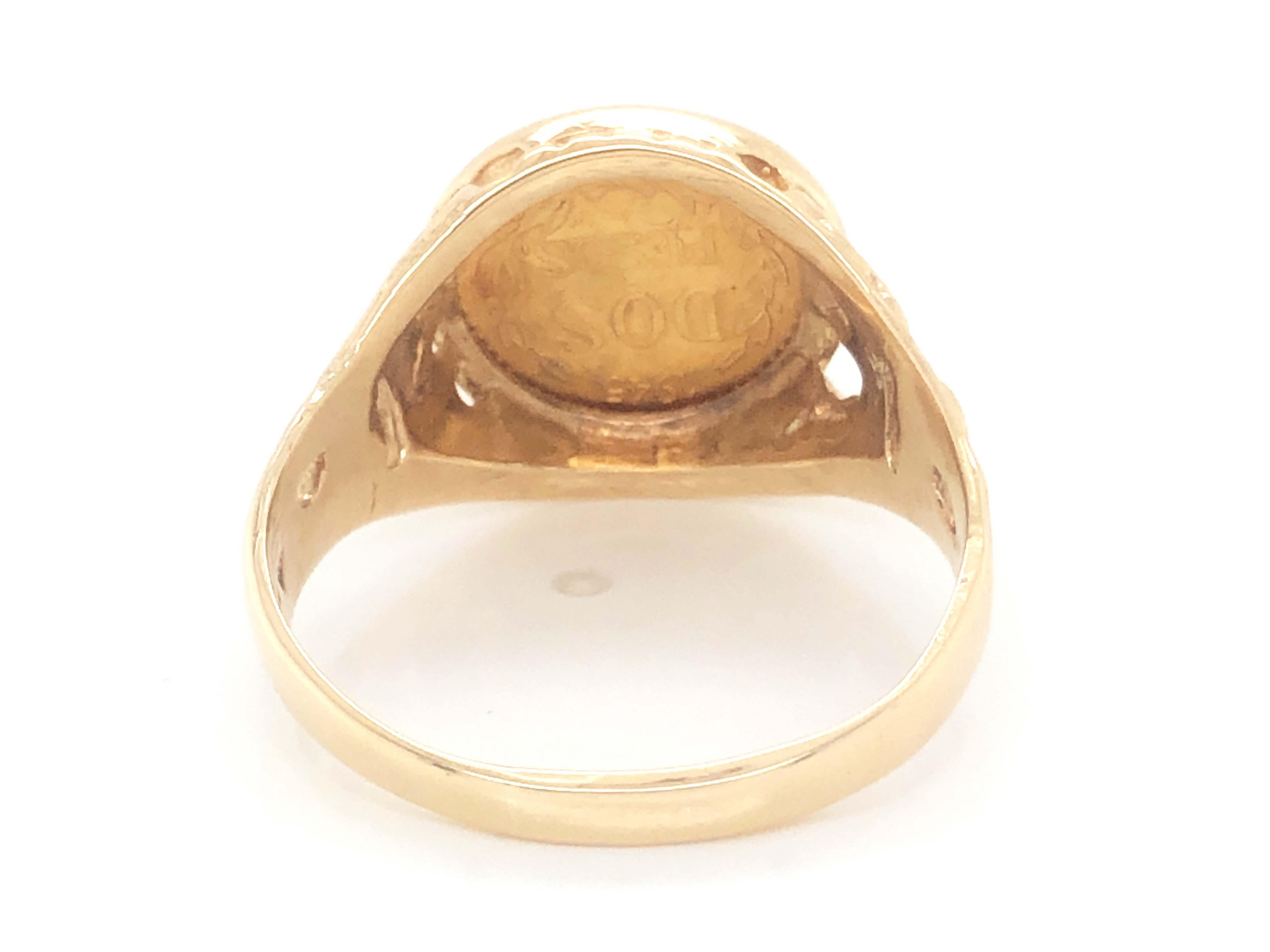 Women's or Men's Dos Pesos Gold Coin Ring in 10k Yellow Gold