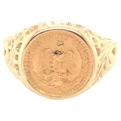 Anello con moneta d'oro Dos Pesos in oro giallo 10 carati