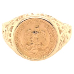 Vintage Dos Pesos Gold Coin Ring in 10k Yellow Gold