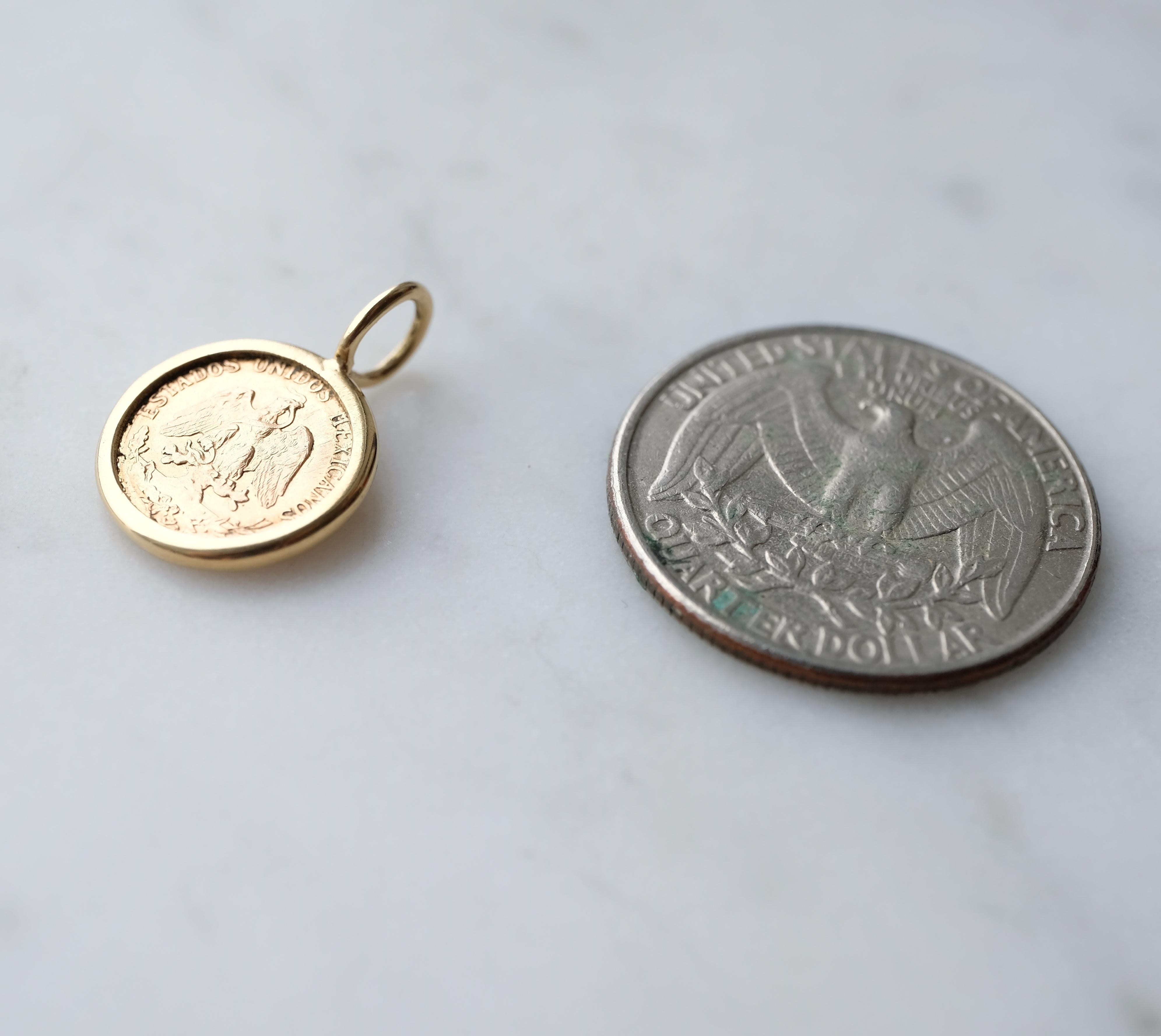 da uomo o donna Dos Pesos messicano incastonato a mano in oro 18 carati (zecca 1943)