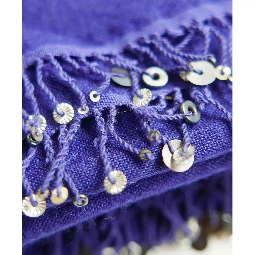 Viola Sciarpa scialle Dosa Archival Pashmina & Silk Sequin Trim in vendita
