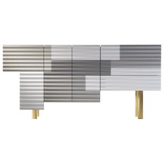 Großer Doshi Levien Shanty-Schrank „Summer“ Modell B MDF / Glas / Aluminium