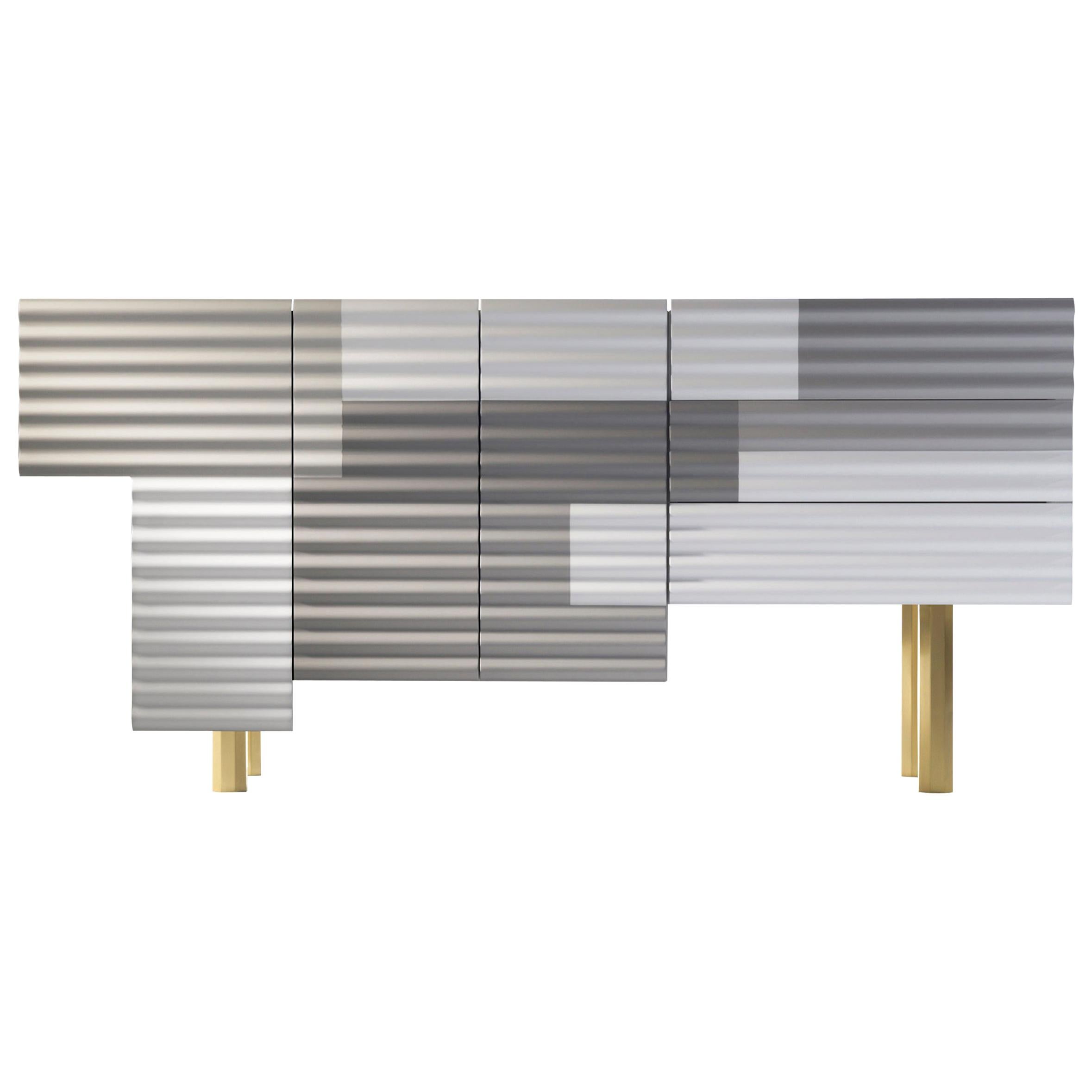 Doshi Levien Shanty Großer Schrank „Summer“ Modell B MDF / Glas / Aluminium