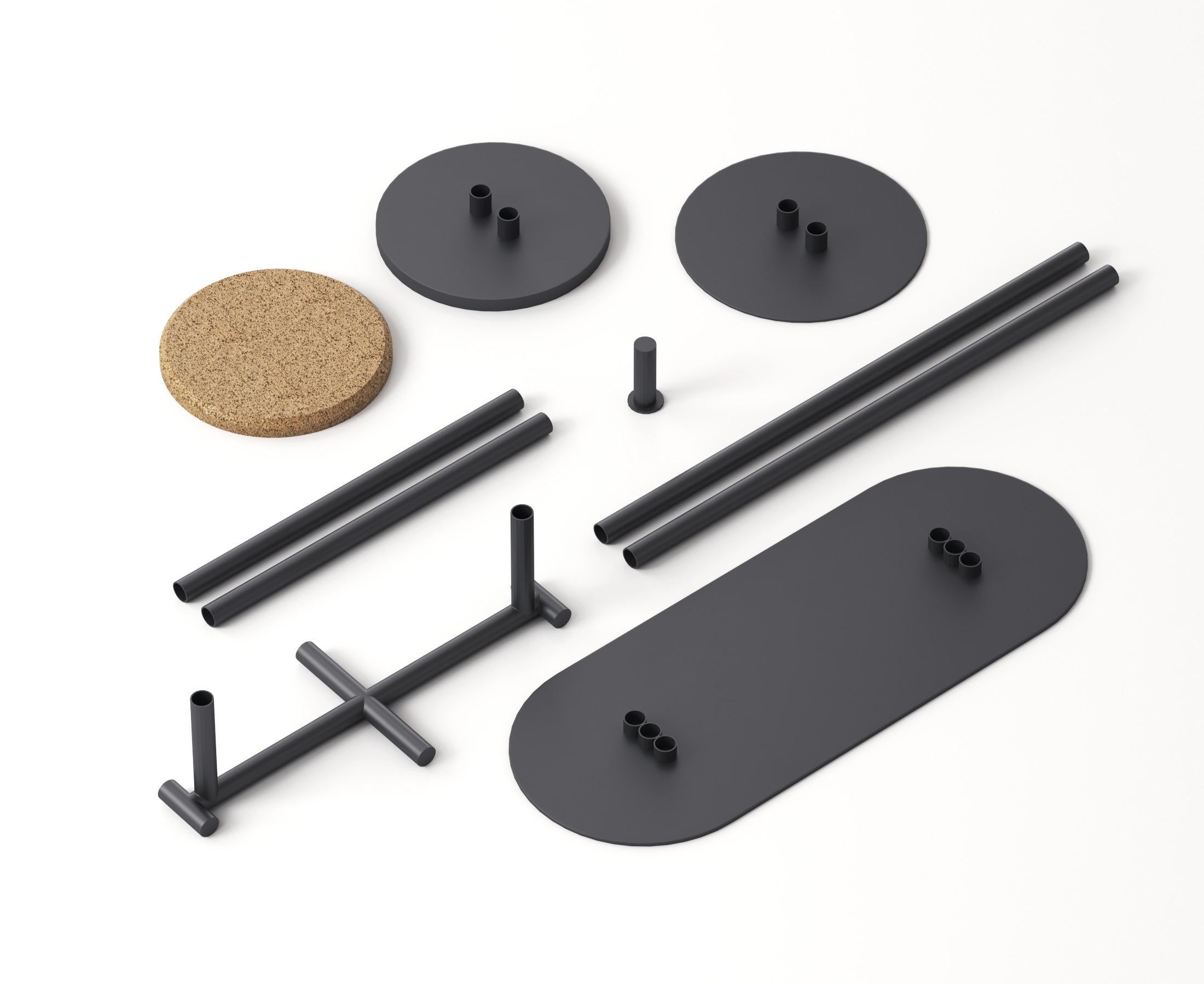 The Dot Bar Set Introvert is a unique hybrid design that combines a bar stool with an integrated tabletop—perfect for creating a personal space within any environment. Whether it’s morning coffee, journaling, or reading in peace, this piece is