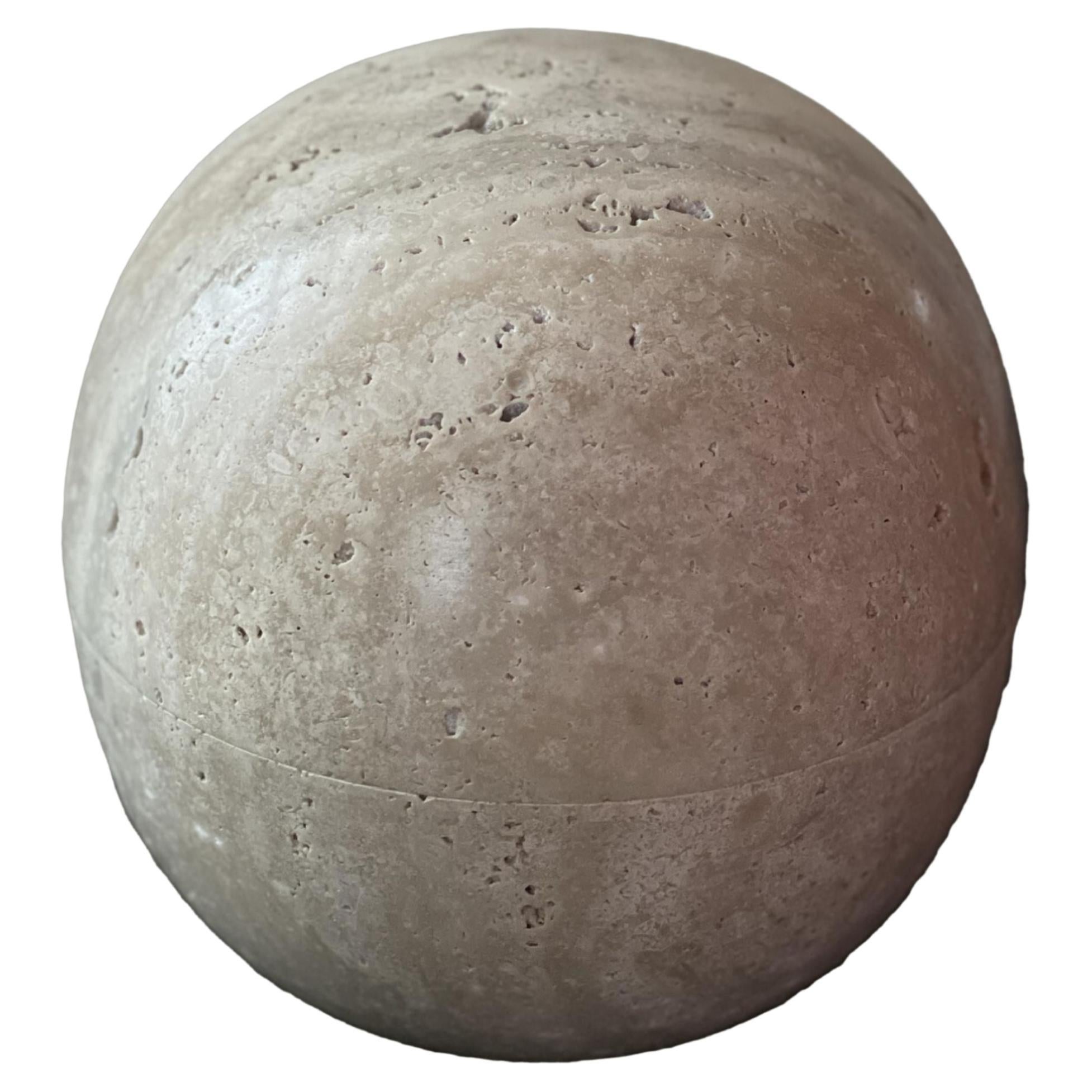 Dot Box: Spherical Lidded Box in Beige Travertine by Anastasio Home For Sale