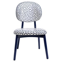 Dot Chair - Handmade Teak Wood Chair with Blue Polka Dot Design