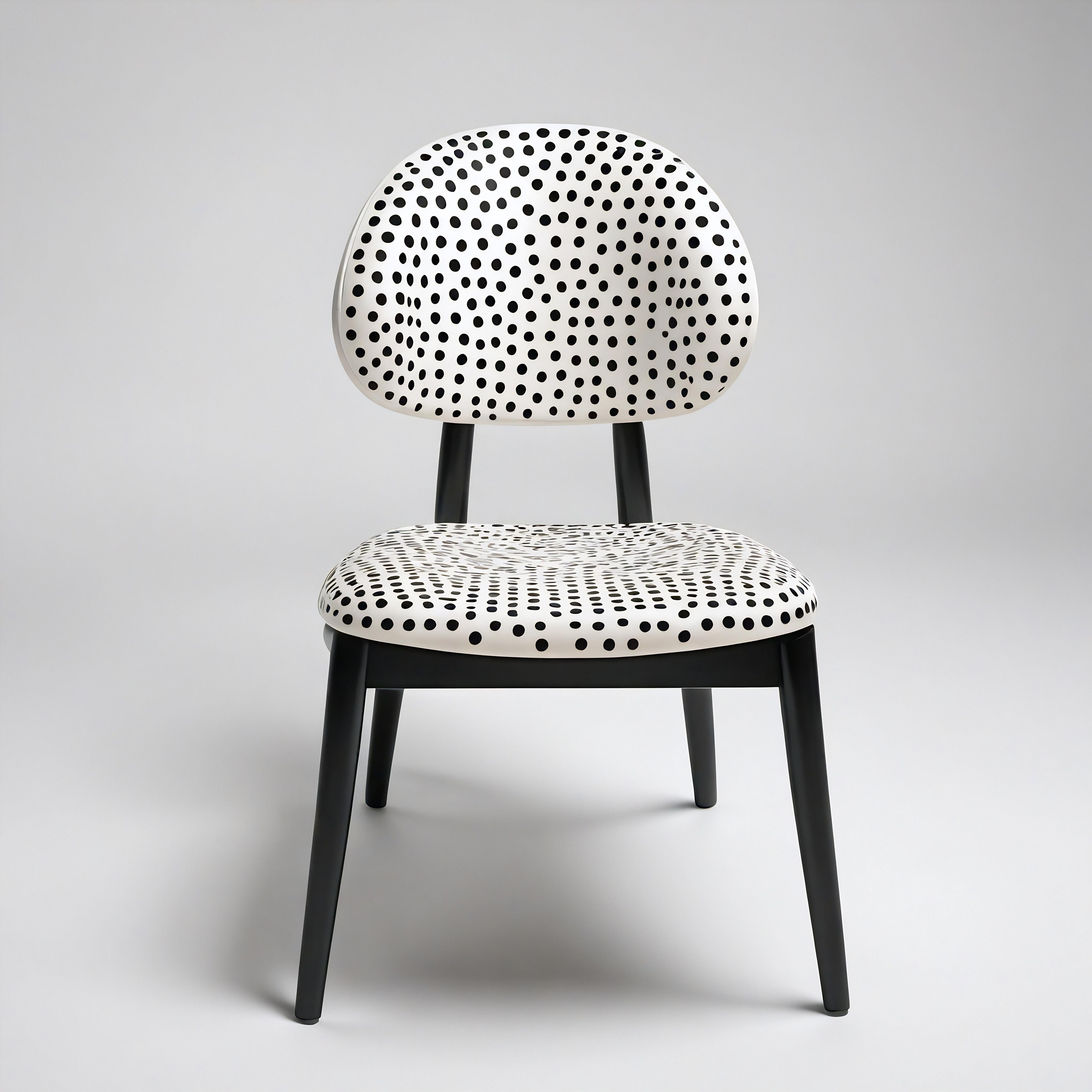 Tissu d'ameublement Dot Chair - Chaise en bois de teck fabriquée à la main avec un design à pois en vente
