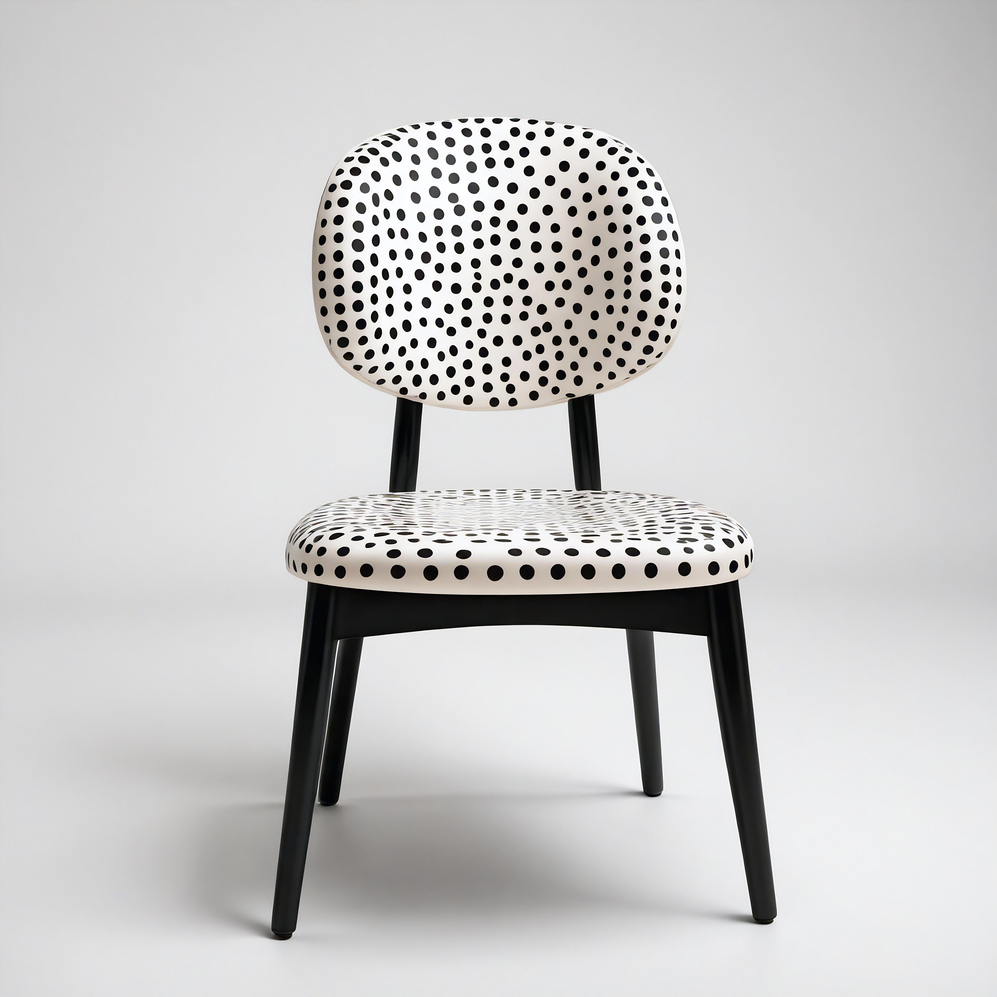 Dot Chair - Chaise en bois de teck fabriquée à la main avec un design à pois en vente 1