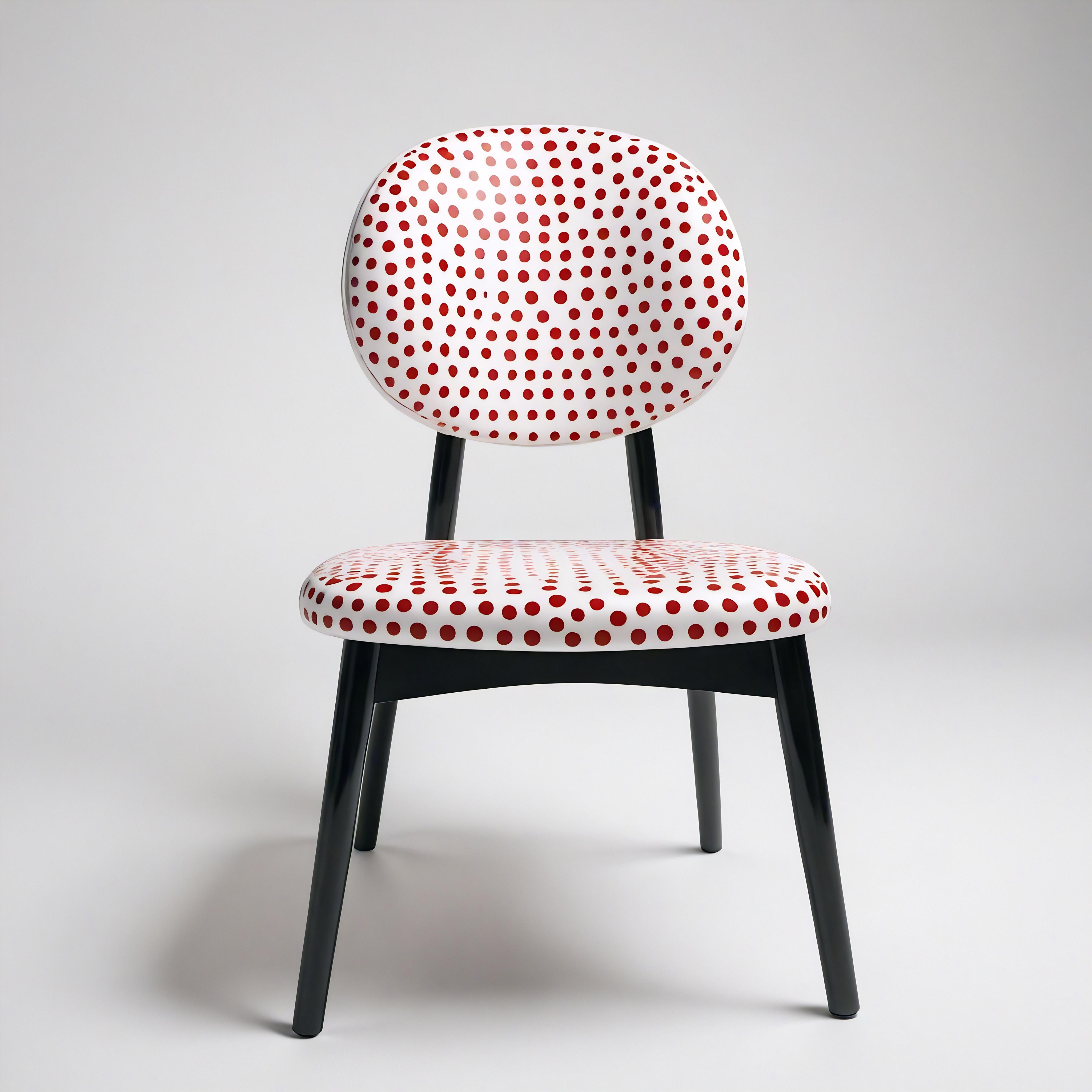XXIe siècle et contemporain Dot Chair - Chaise en bois de teck fabriquée à la main avec un design à pois rouges en vente