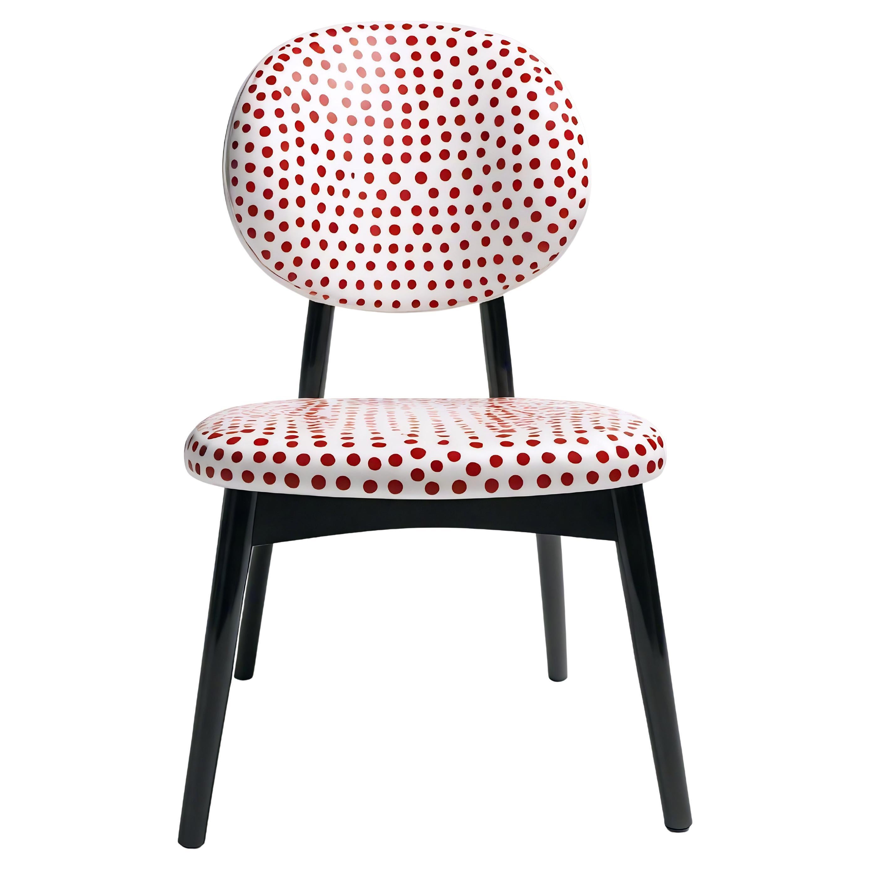 Dot Chair - Handmade Teak Wood Chair with Red Polka Dot Design