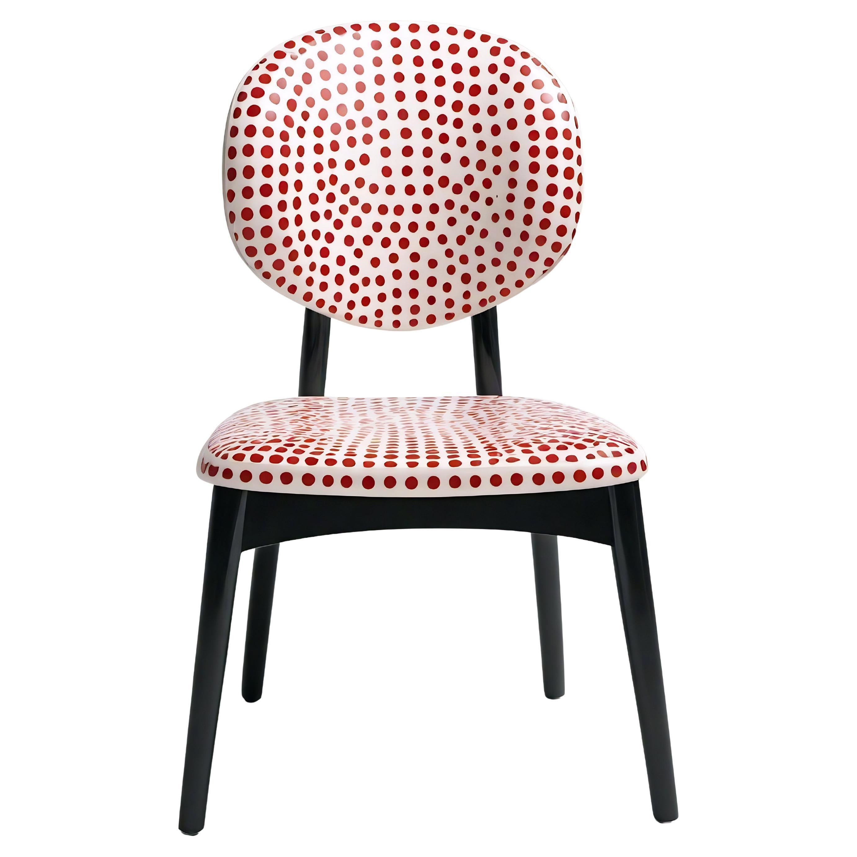 Dot Chair - Handmade Teak Wood Chair with Red Polka Dot Design