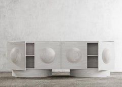DOT CREDENZA - Modern Bleached White Oak Body and Base
