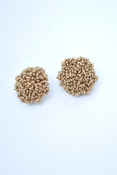 dot earring(GOLD) / vintage jewelry , 1970's vintage parts