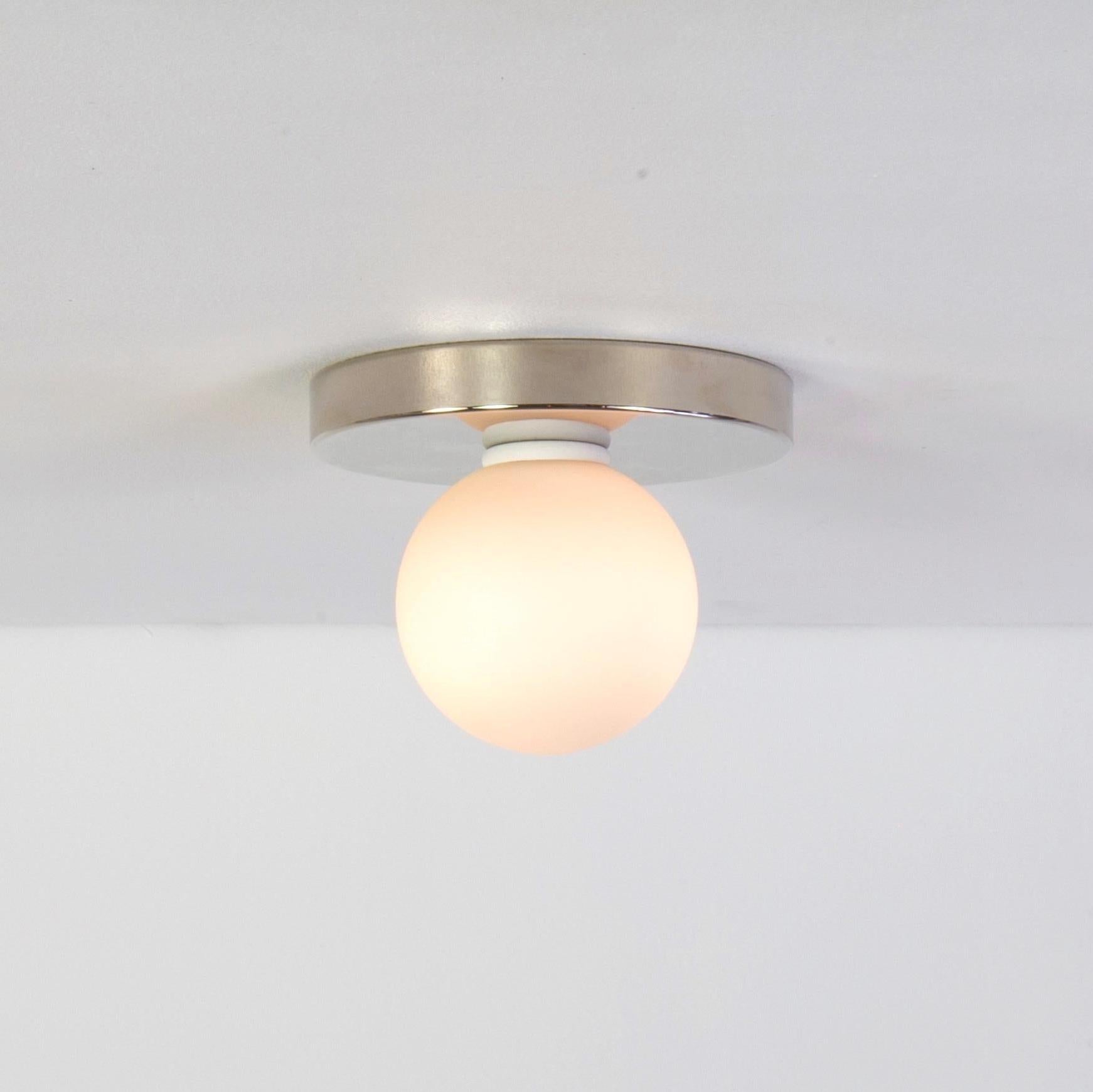 Globe Flush Mount by Research.Lighting, Polished Nickel, Made to Order In New Condition For Sale In Brooklyn, NY