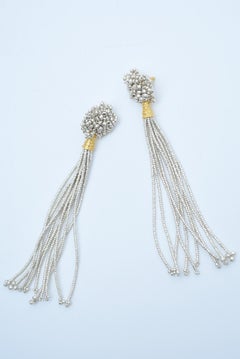 dot fringe earring / vintage jewelry , vintage beads