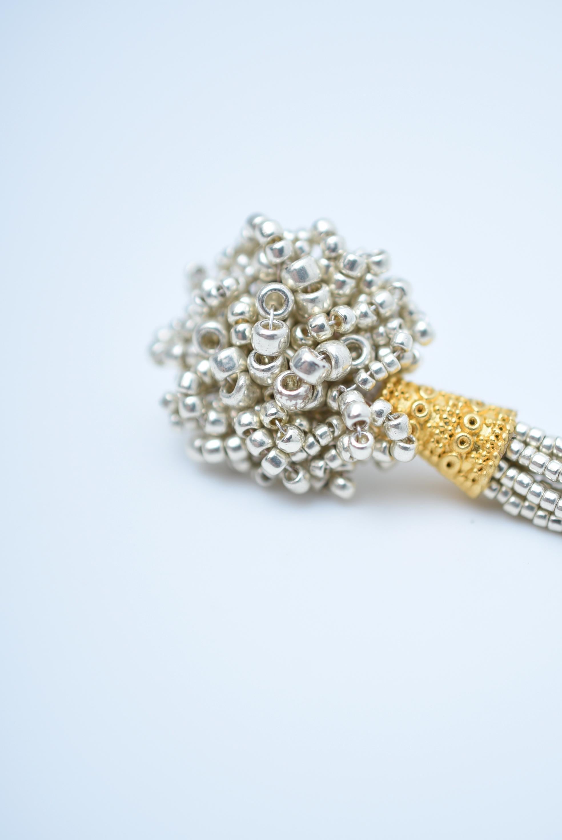 dot fringe earring / vintage jewelry , vintage beads For Sale 3