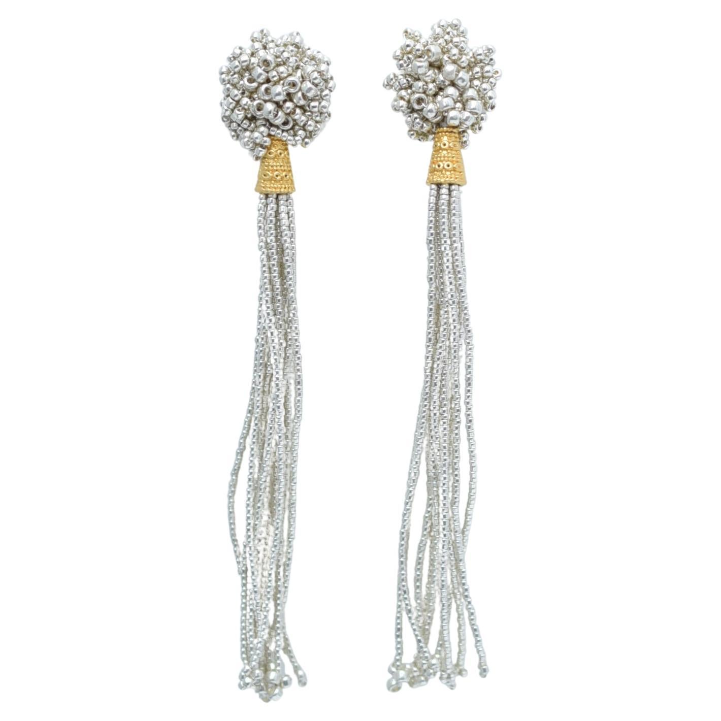 dot fringe earring / vintage jewelry , vintage beads For Sale