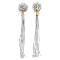 dot fringe earring / vintage jewelry , vintage beads