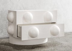 DOT NIGHTSTAND - Modern Bleached White Oak Body and Base