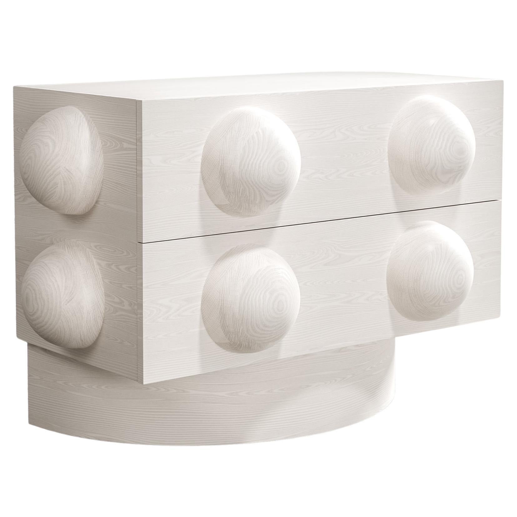 DOT NIGHTSTAND - Modern Bleached White Oak Body and Base For Sale
