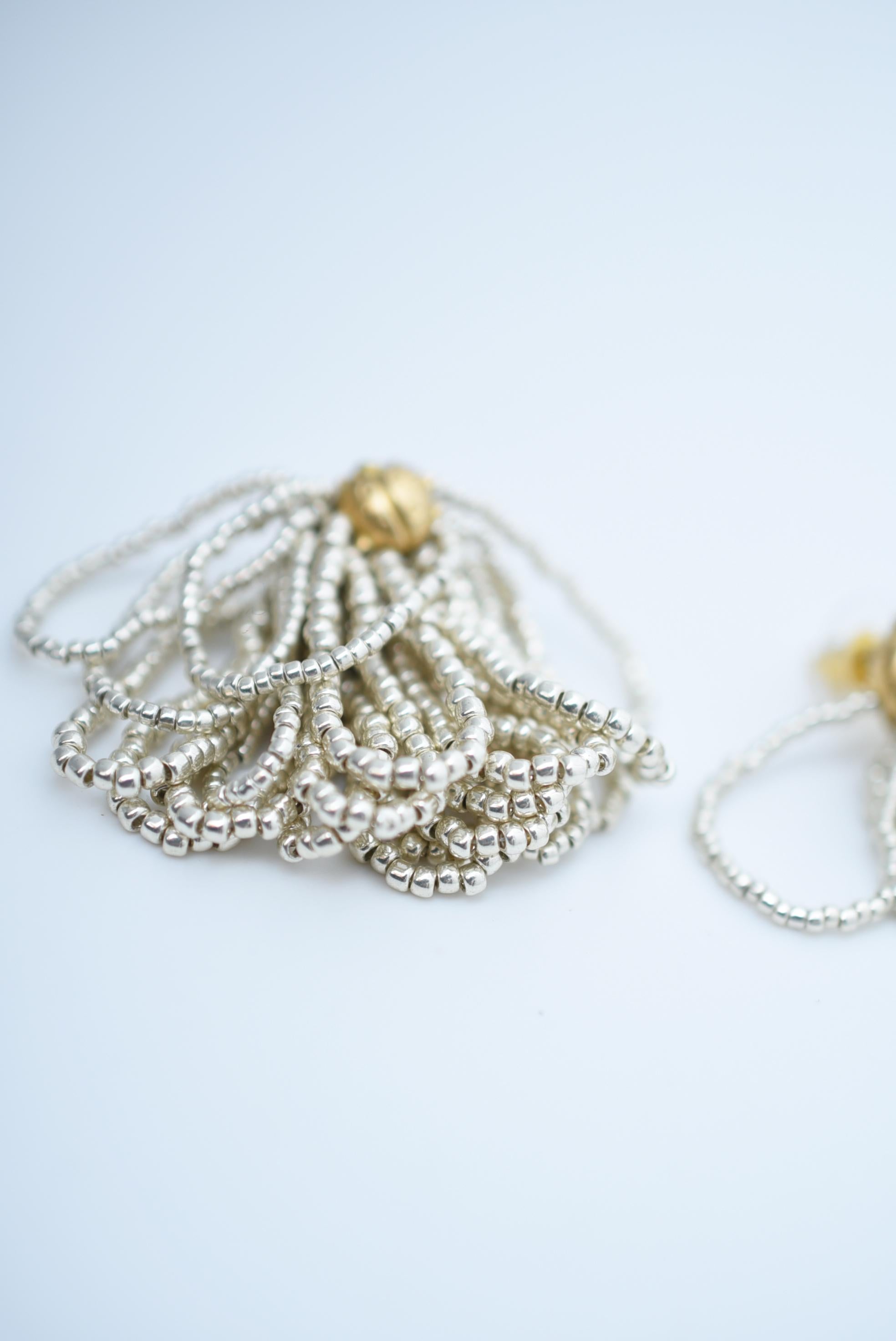 Women's dot short fringe earring / vintage jewelry , vintage jewelry, beads jewelry For Sale