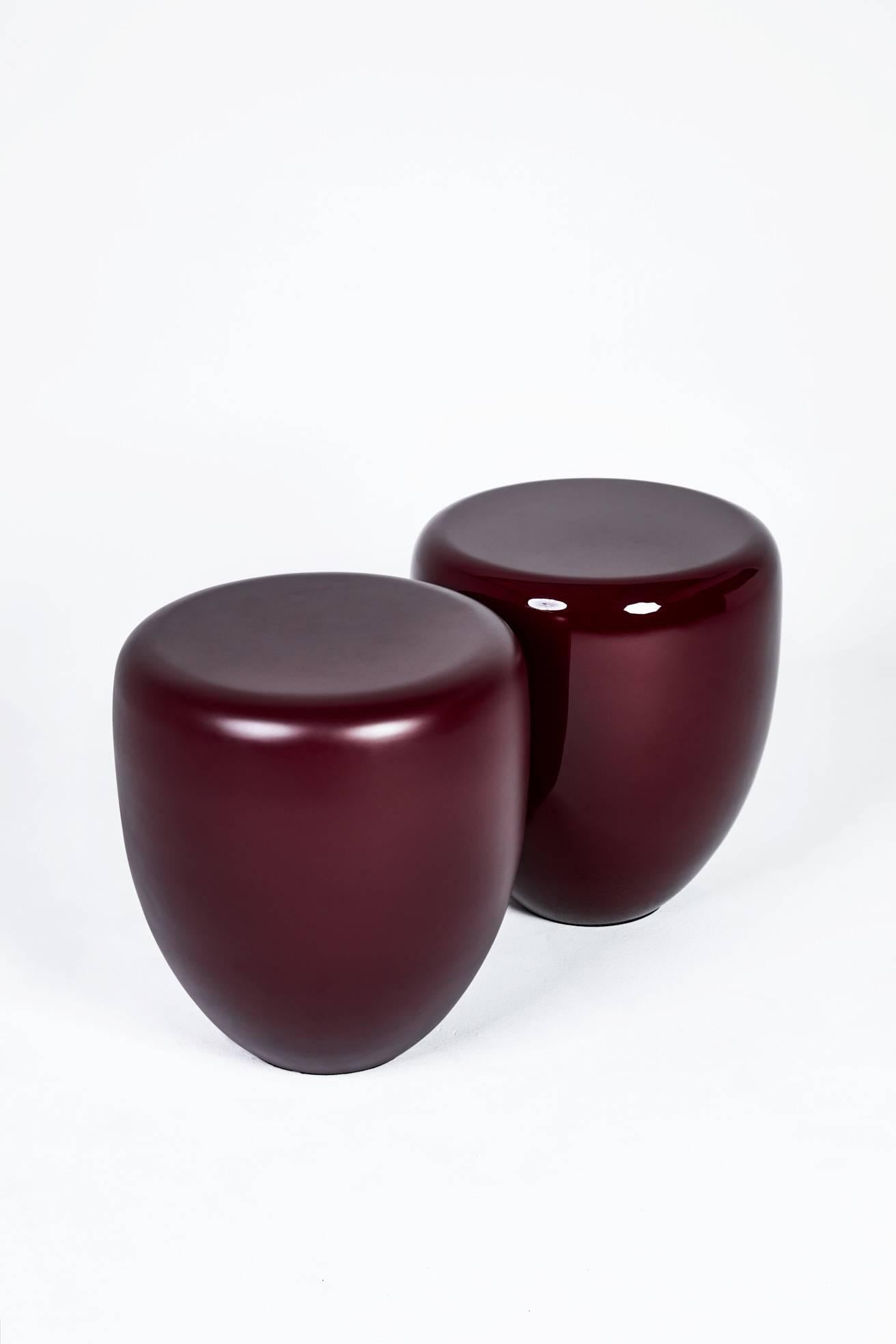 Wood Side Table, Deep Garnet DOT by Reda Amalou, 2018 - Glossy or matt lacquer For Sale