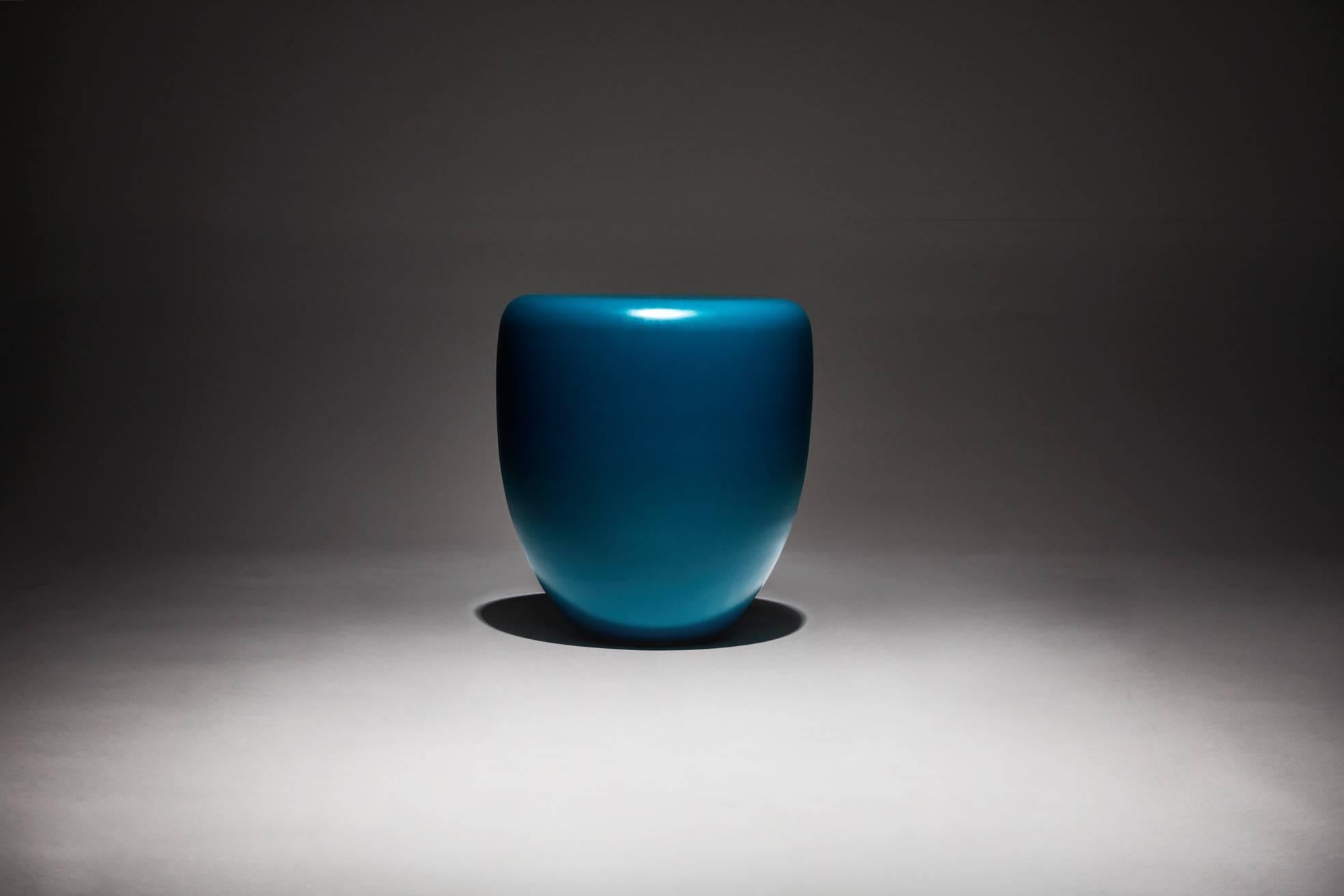 Contemporary Side Table, Peacock Blue DOT by Reda Amalou, 2018 - Glossy or mate lacquer For Sale
