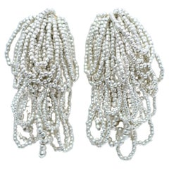 dot volume fringe earring  / Antique jewelry, beads jewelry