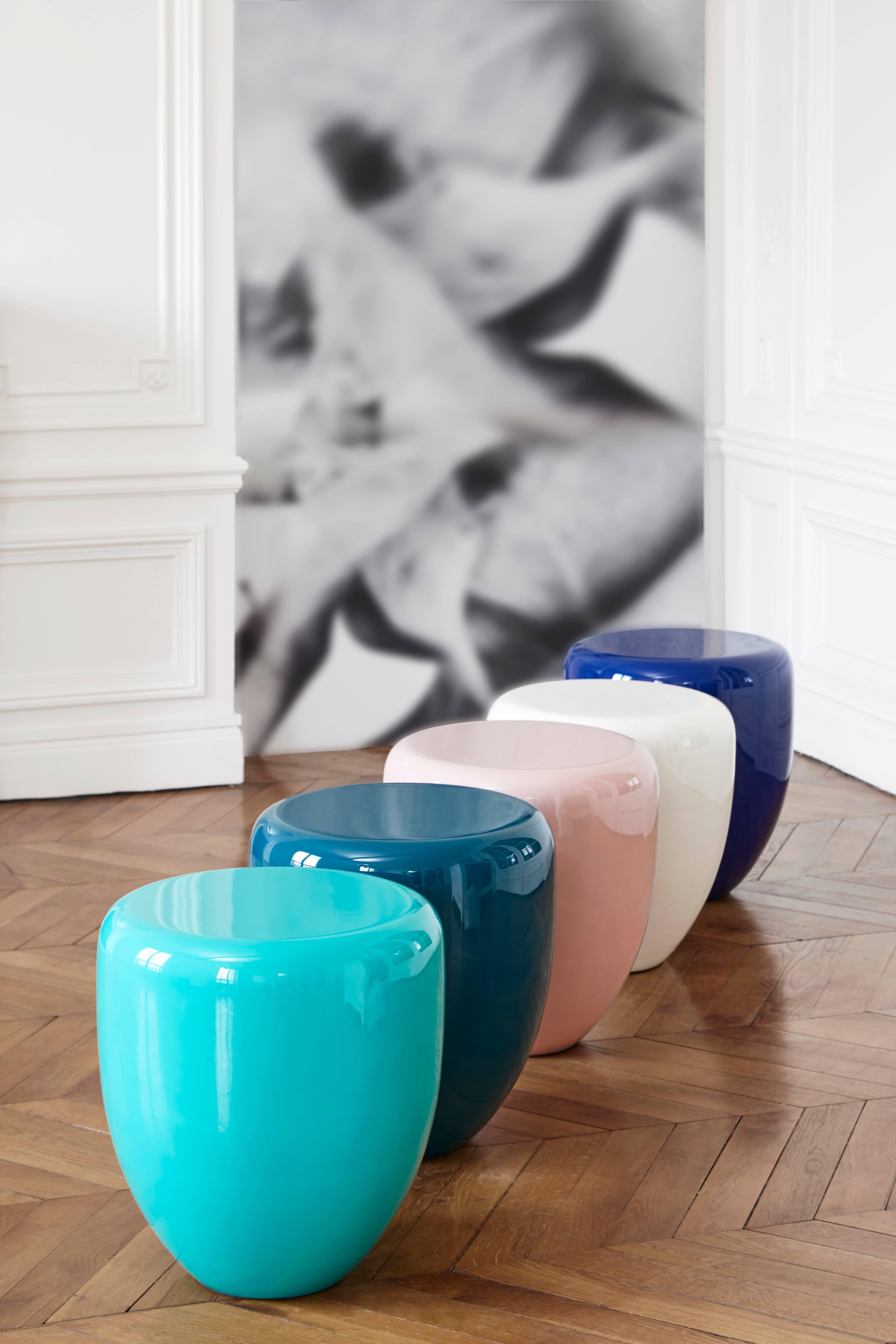 Contemporary Side Table, Peacock Blue DOT by Reda Amalou Design, 2017 -Glossy or mate lacquer For Sale