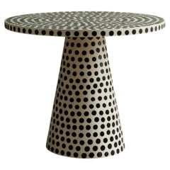 Dotism Polka Dot Black and White Round Pedestal Dining Table by House of Jaipur