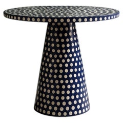 Dotism Polka Dot Blue Round Pedestal Dining Table by House of Jaipur