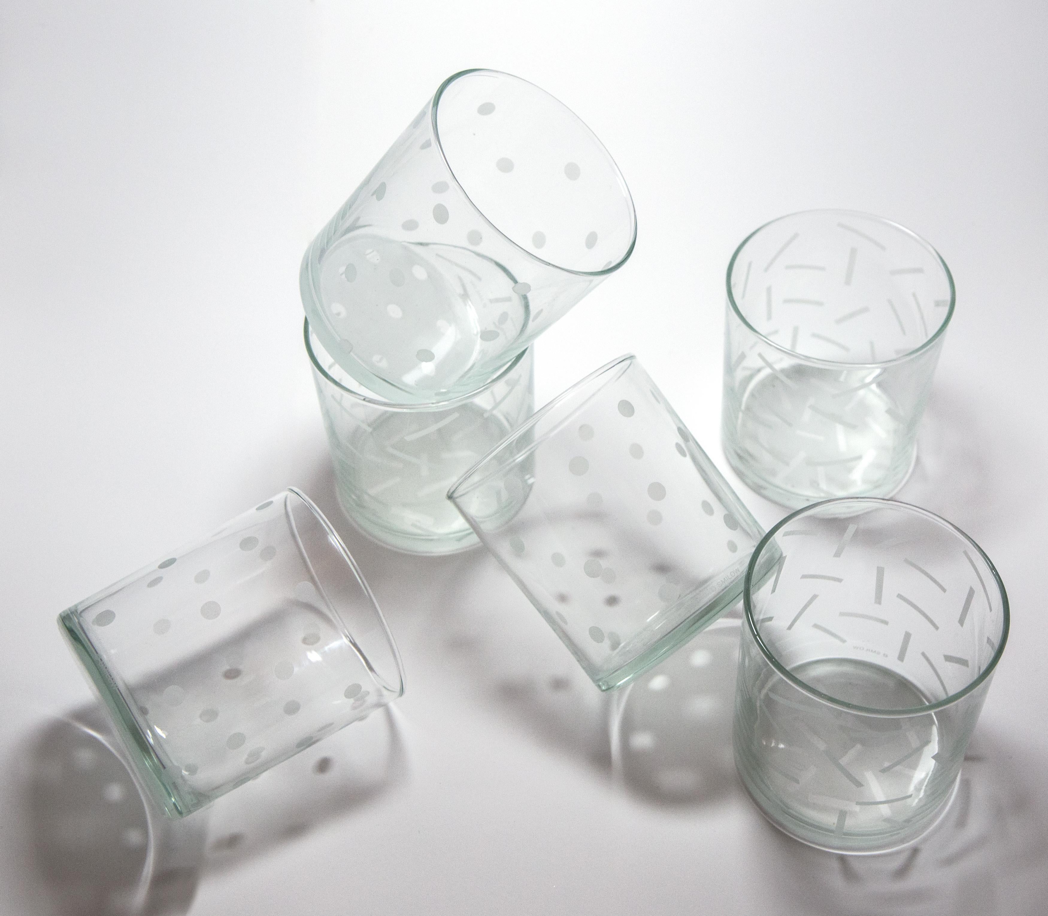 Dots and Dashes Glasses Set of 6 by Judy Smilow For Sale 3