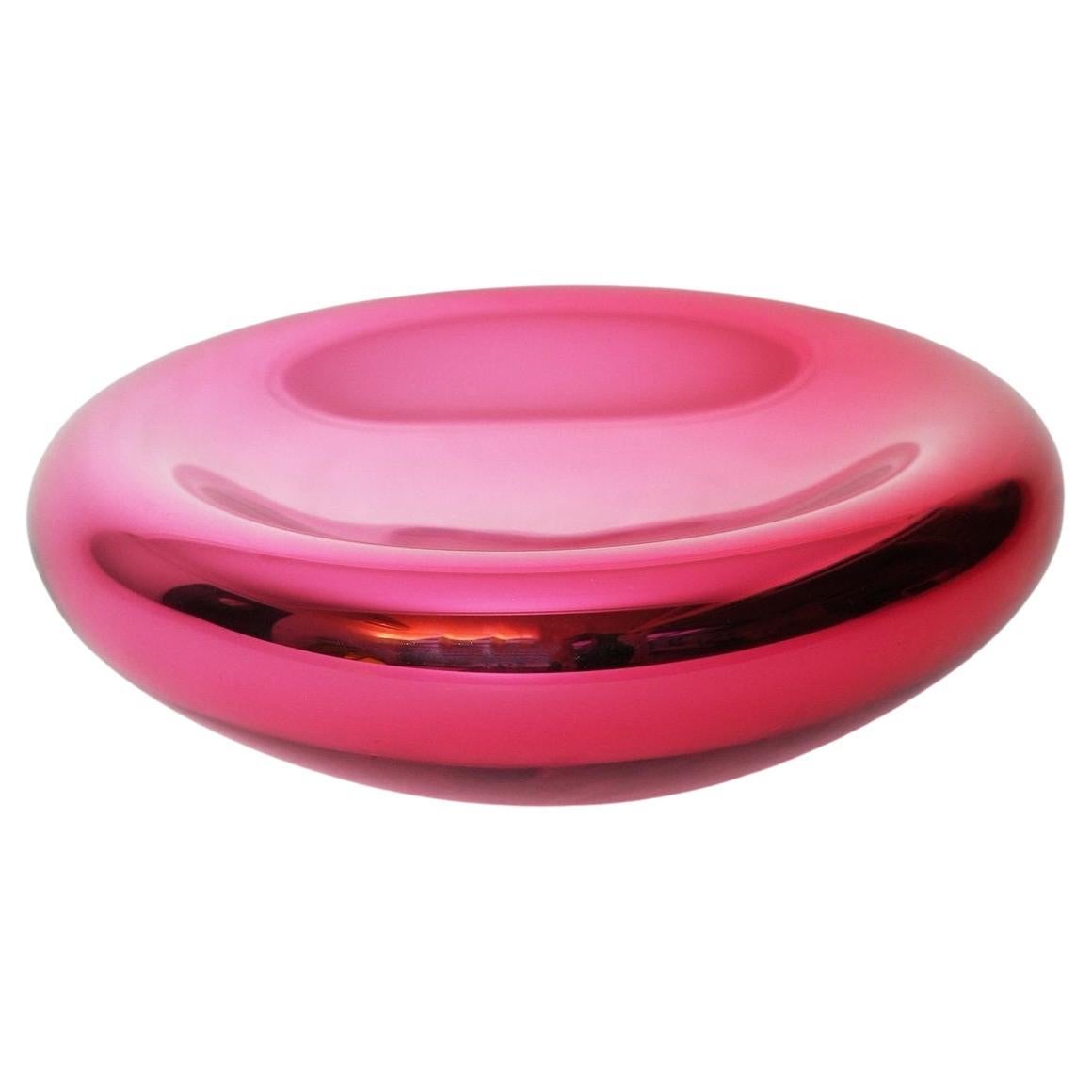 "Dots" cuenco/escultura de vidrio soplado rosa espejado