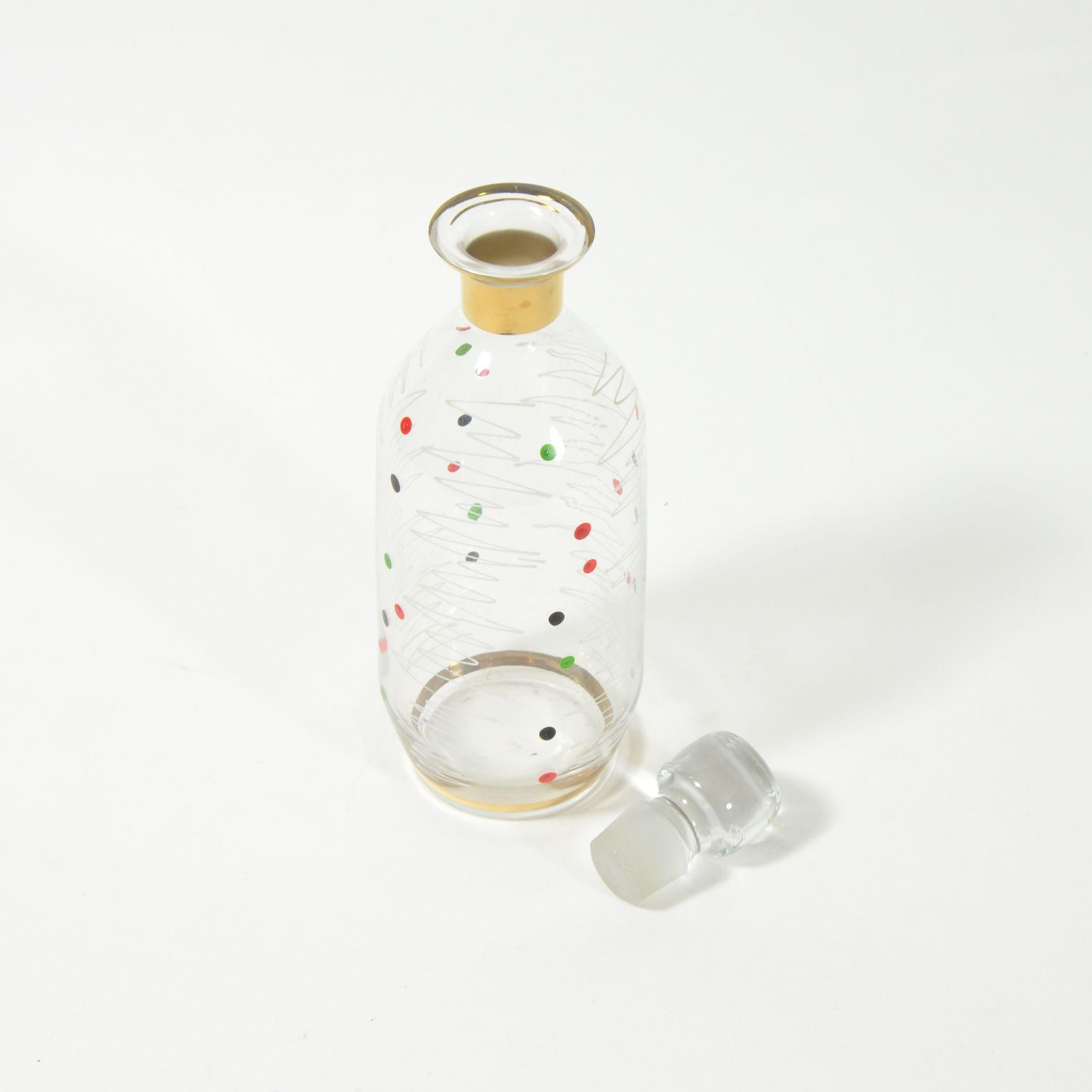 Dots Glass Carafe, Czechoslovaki, 1960s In Good Condition In Zbiroh, CZ