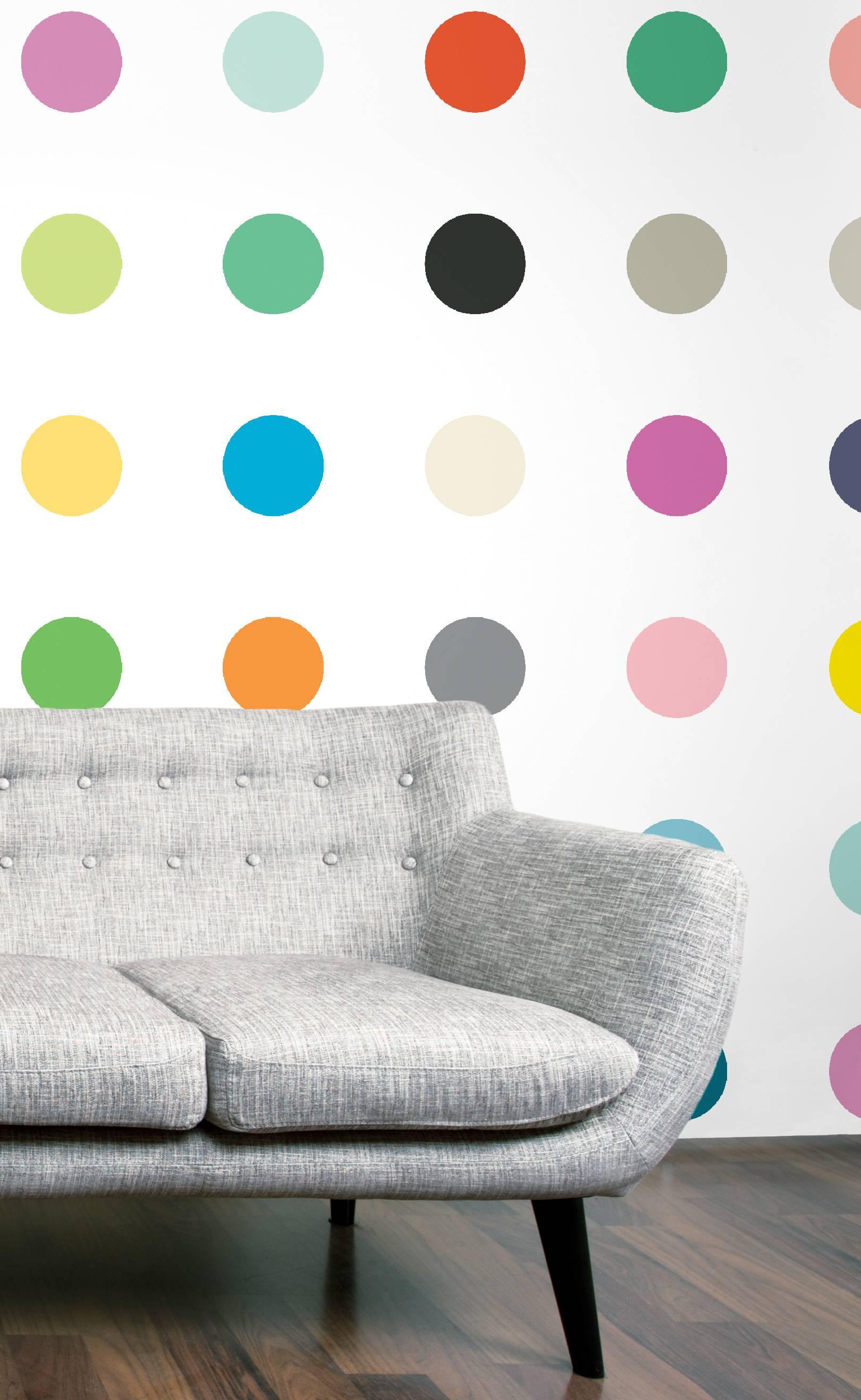Modern Dots Multi-Color on Smooth Wallpaper For Sale